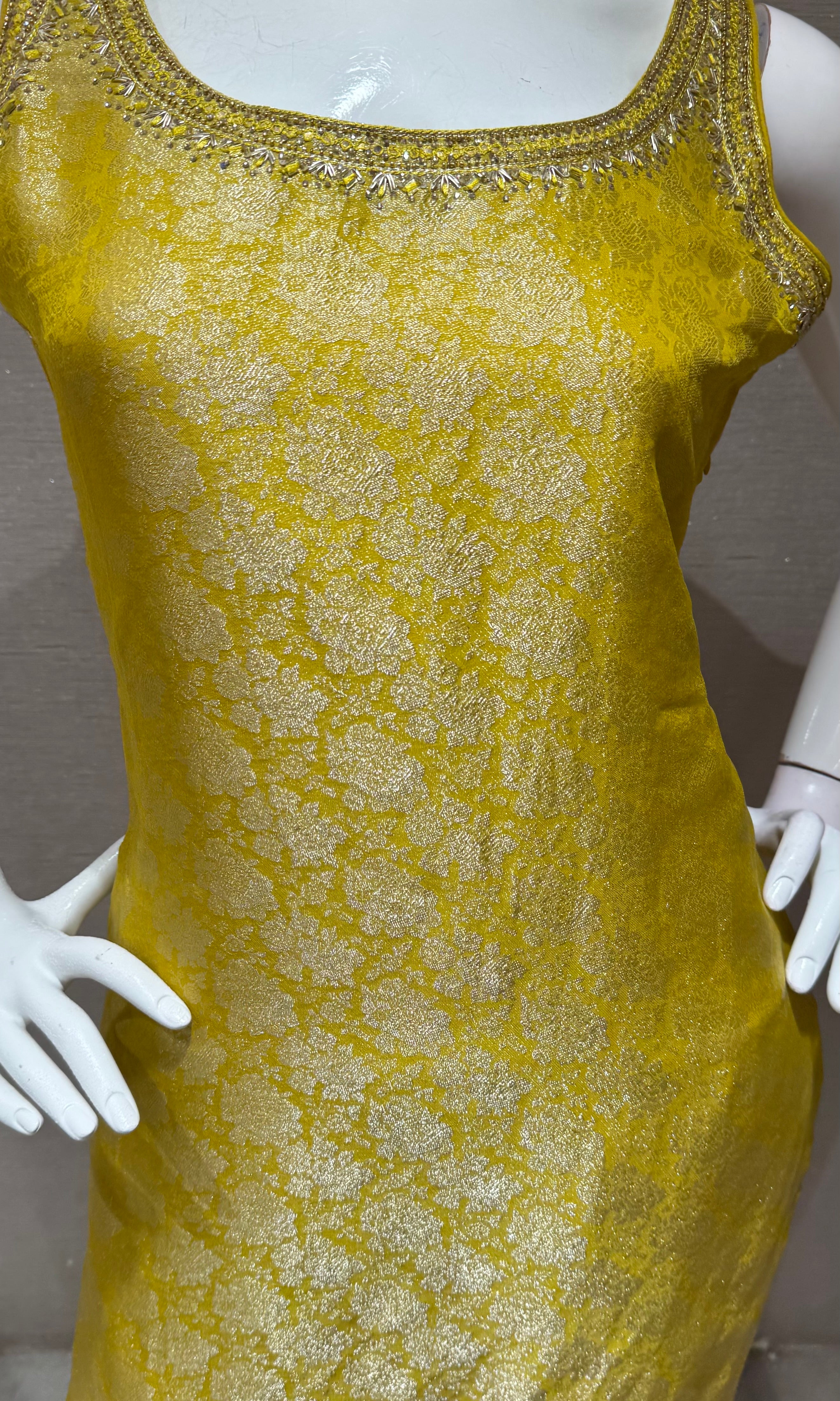 yellow banarasi Silk KURTA SET