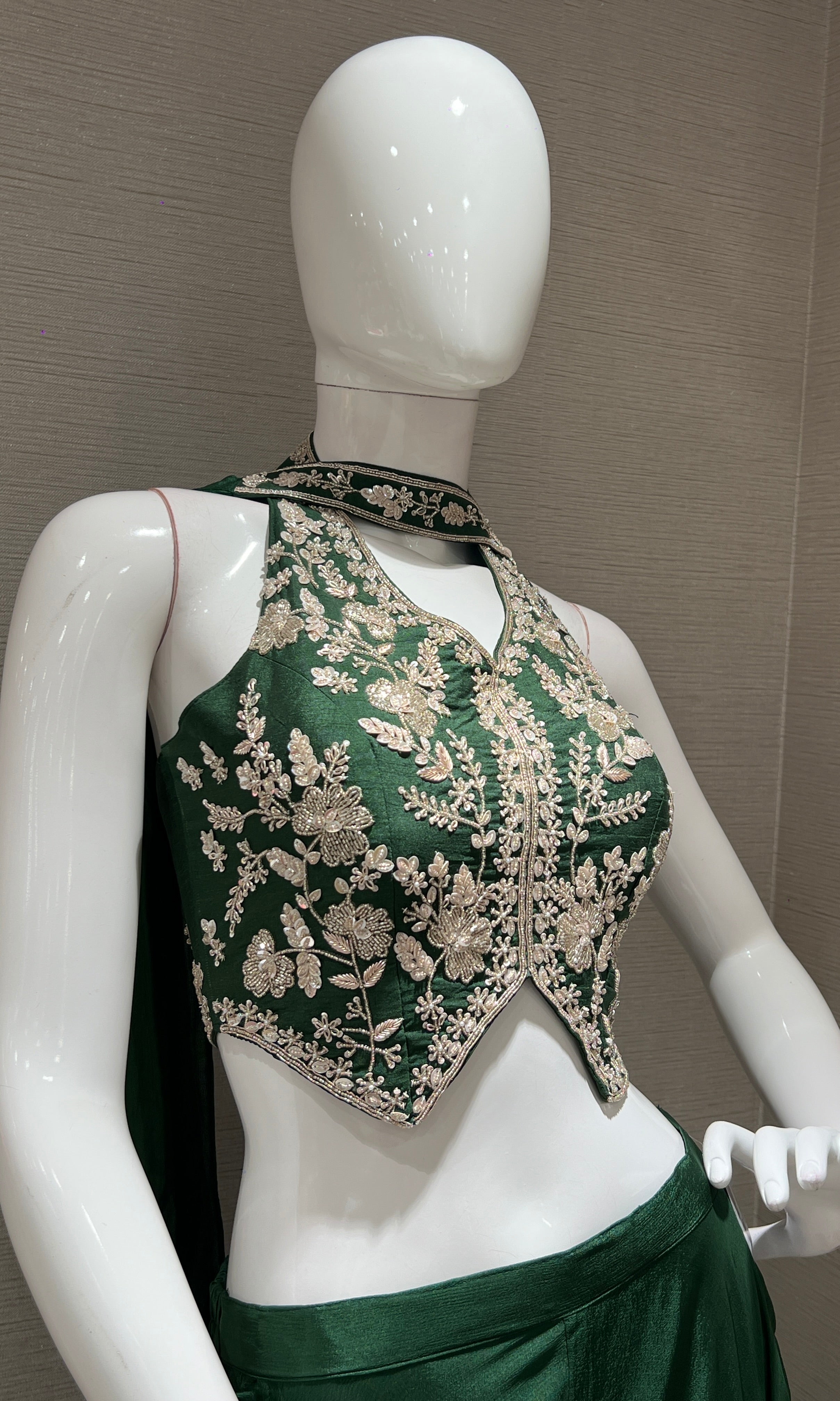 Green and Gold Halter Neck Palazzo set