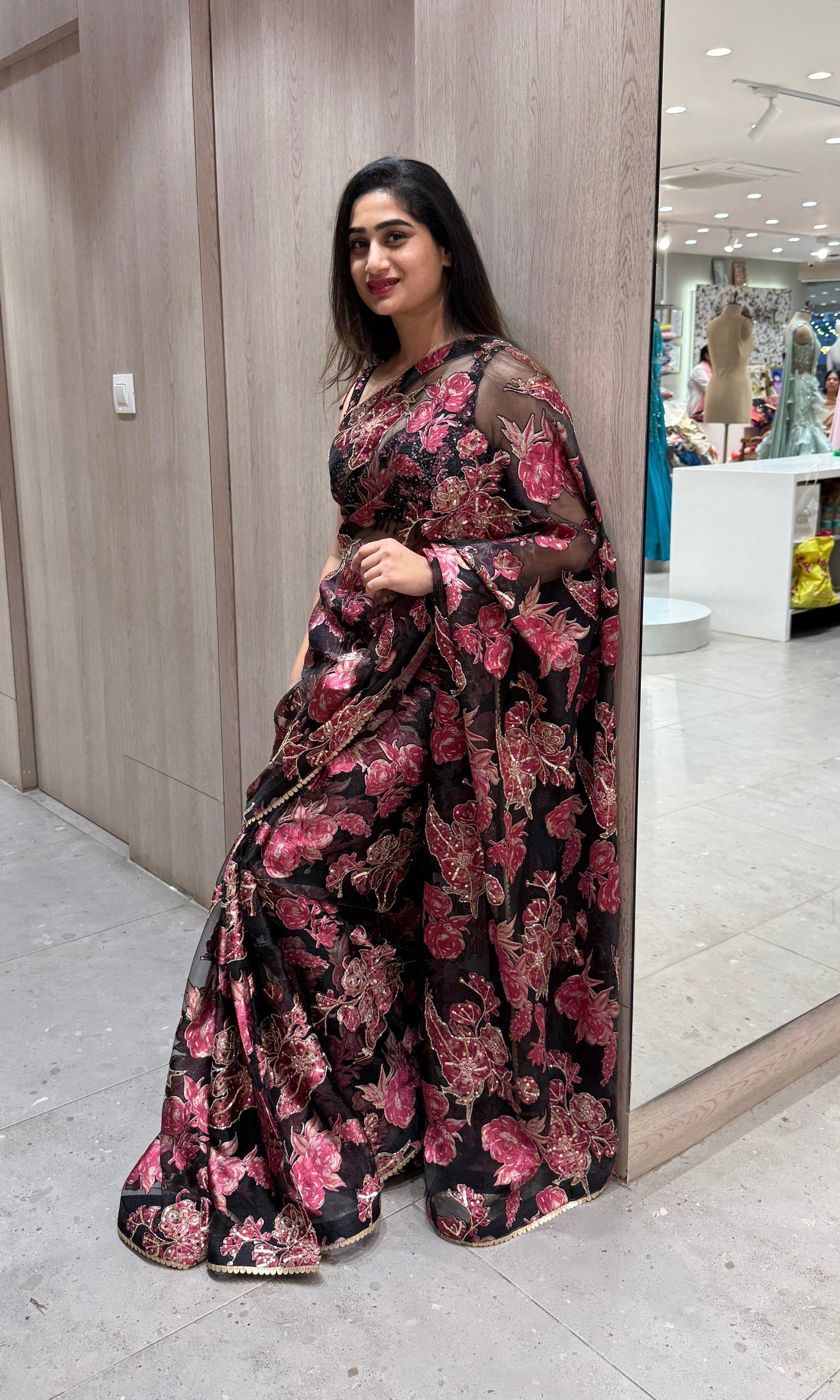 Black Rose SAREE WITH READY BLOUSE