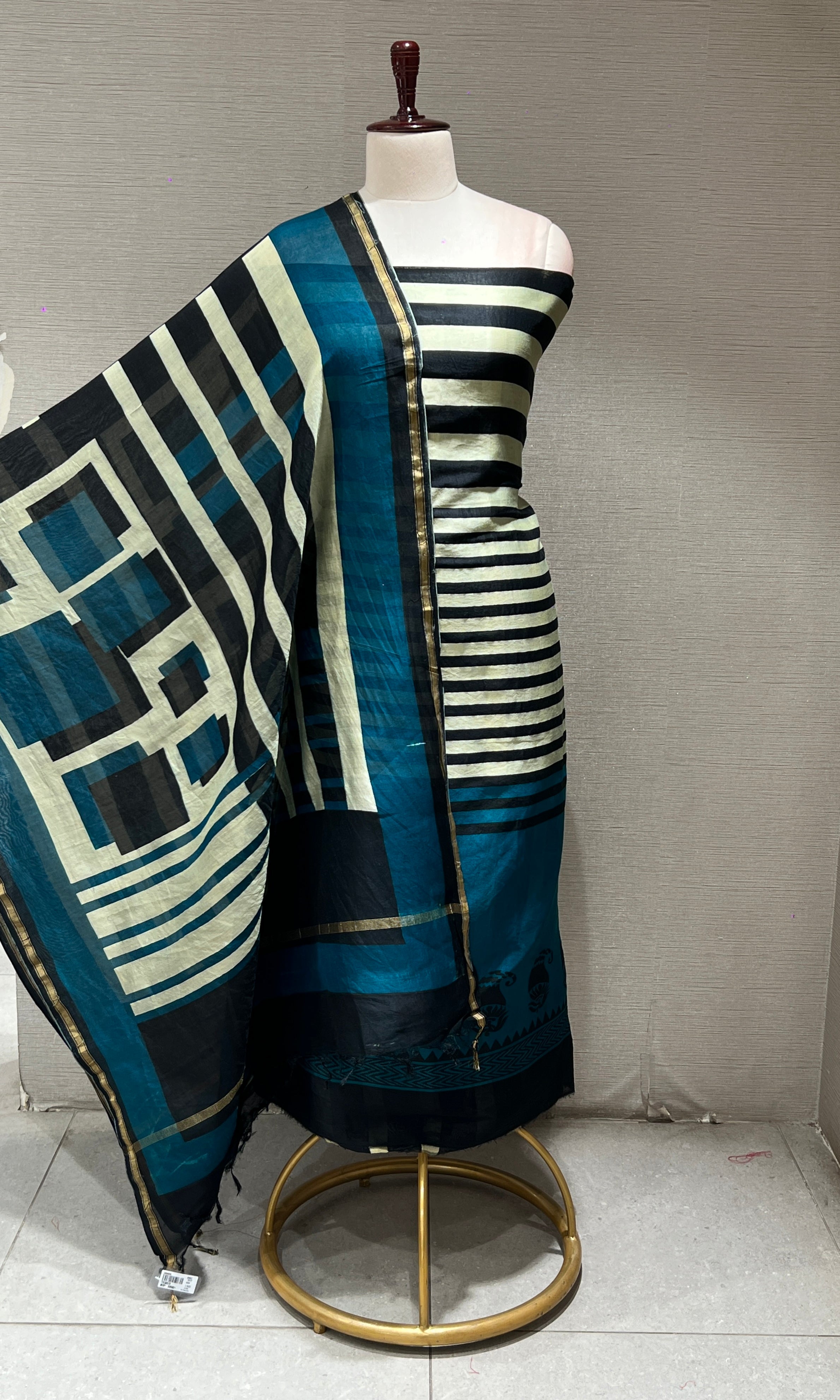 GREEN STRIPES DRESS MATERIAL