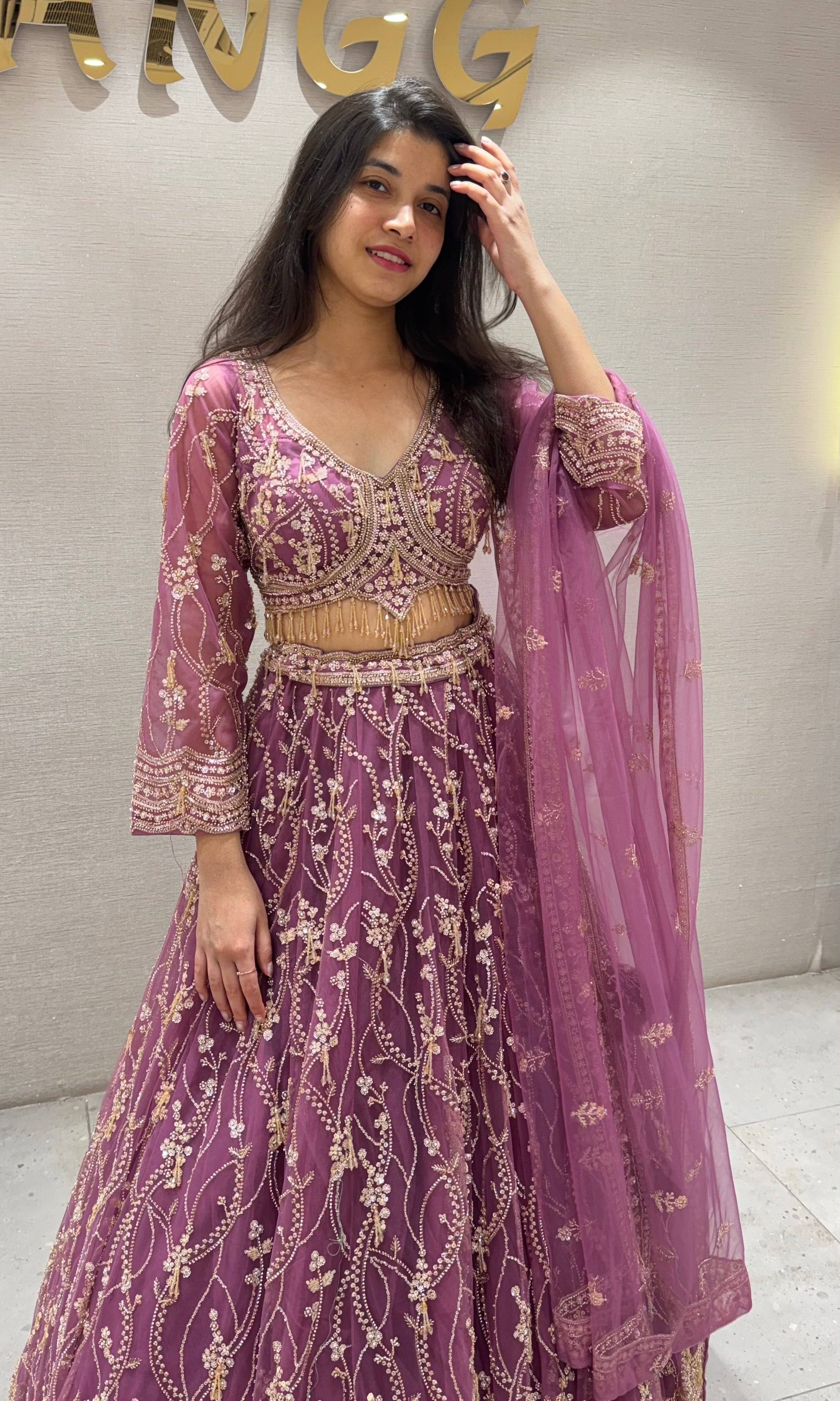 Purple GOLDEN EMBROIDERED lehenga