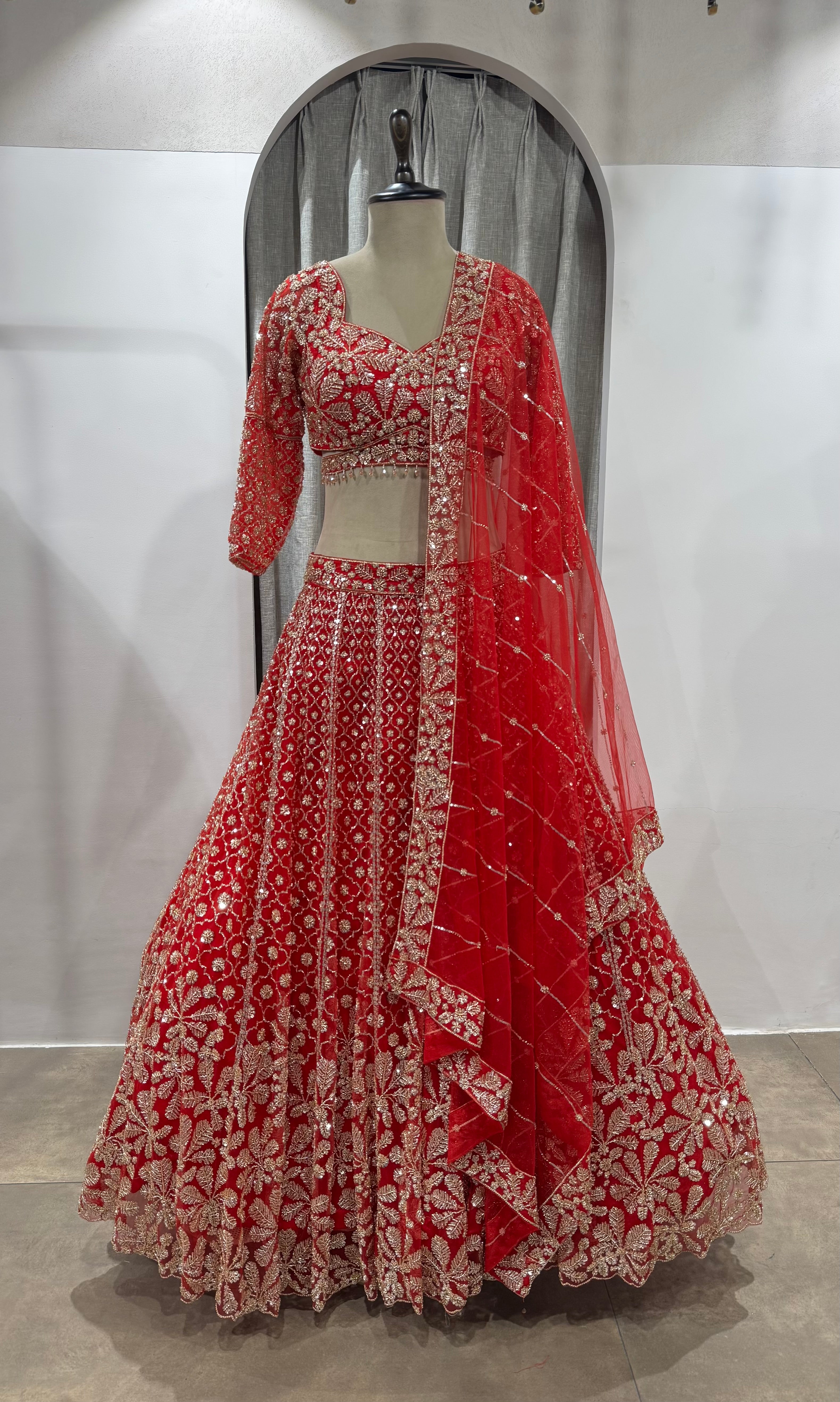 Royal Red Zardozi Ensemble LEHENGA