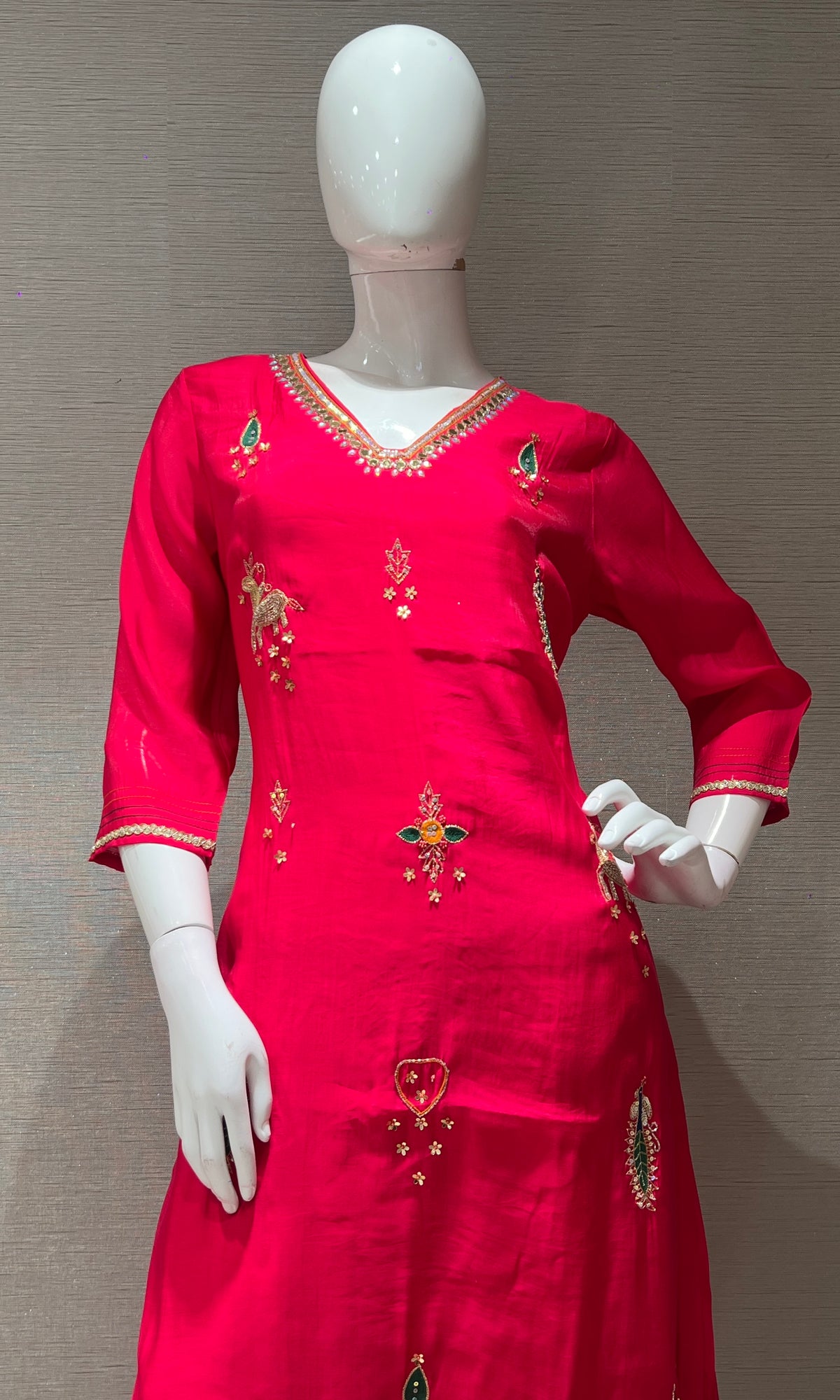 Rani pink kurta set