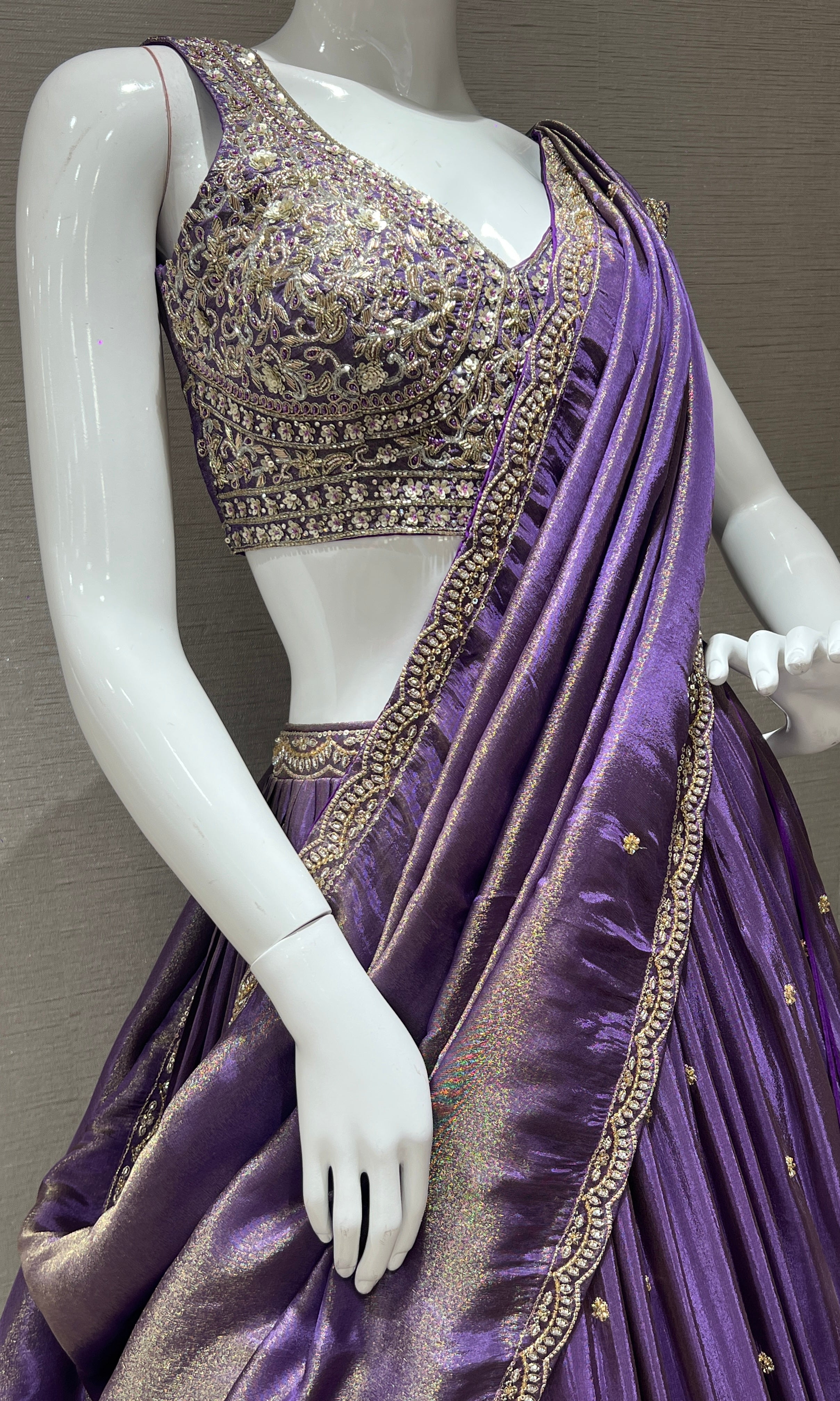 PURPLE LEHENGA WITH INTRICATE EMBROIDERY