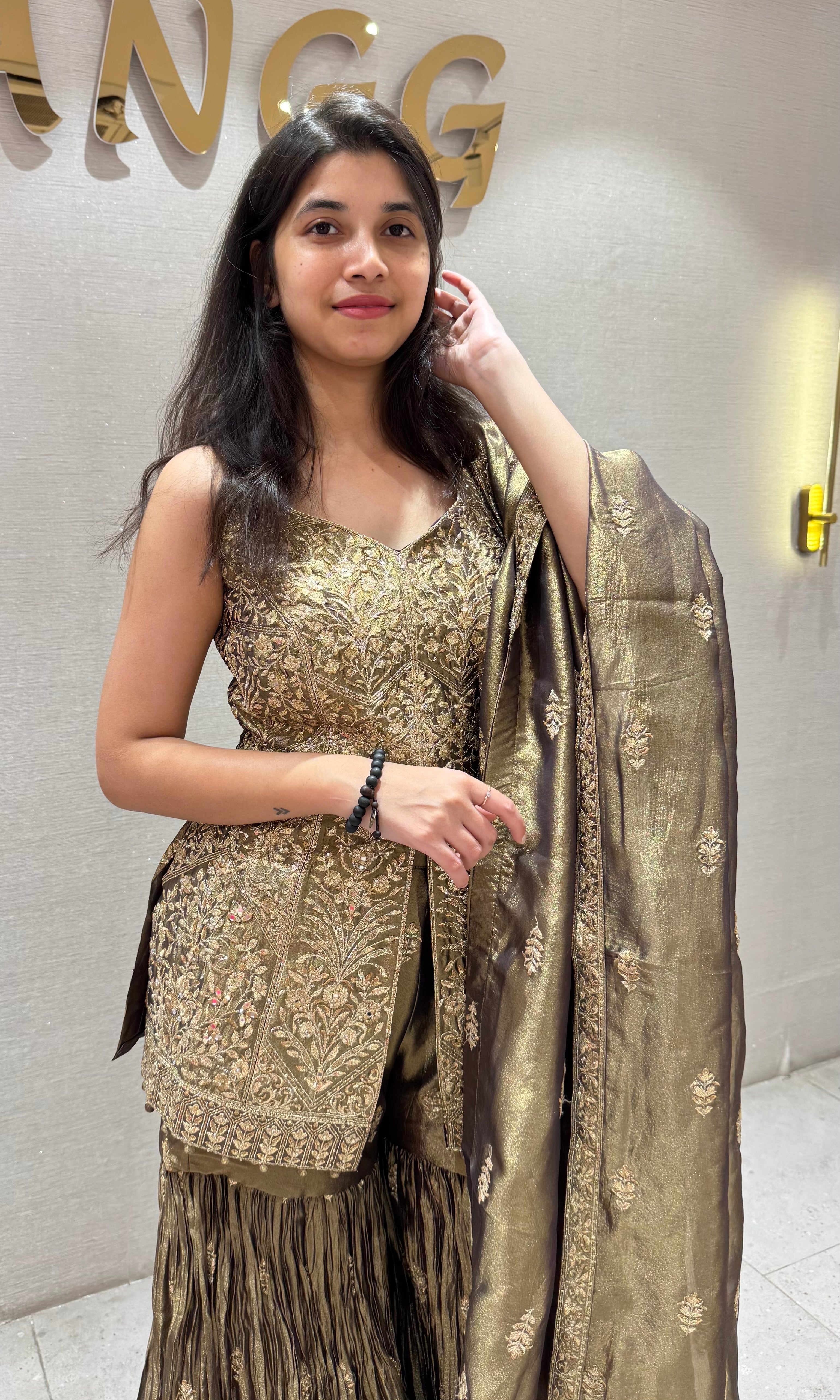 COPPER GOLD SHARARA SET