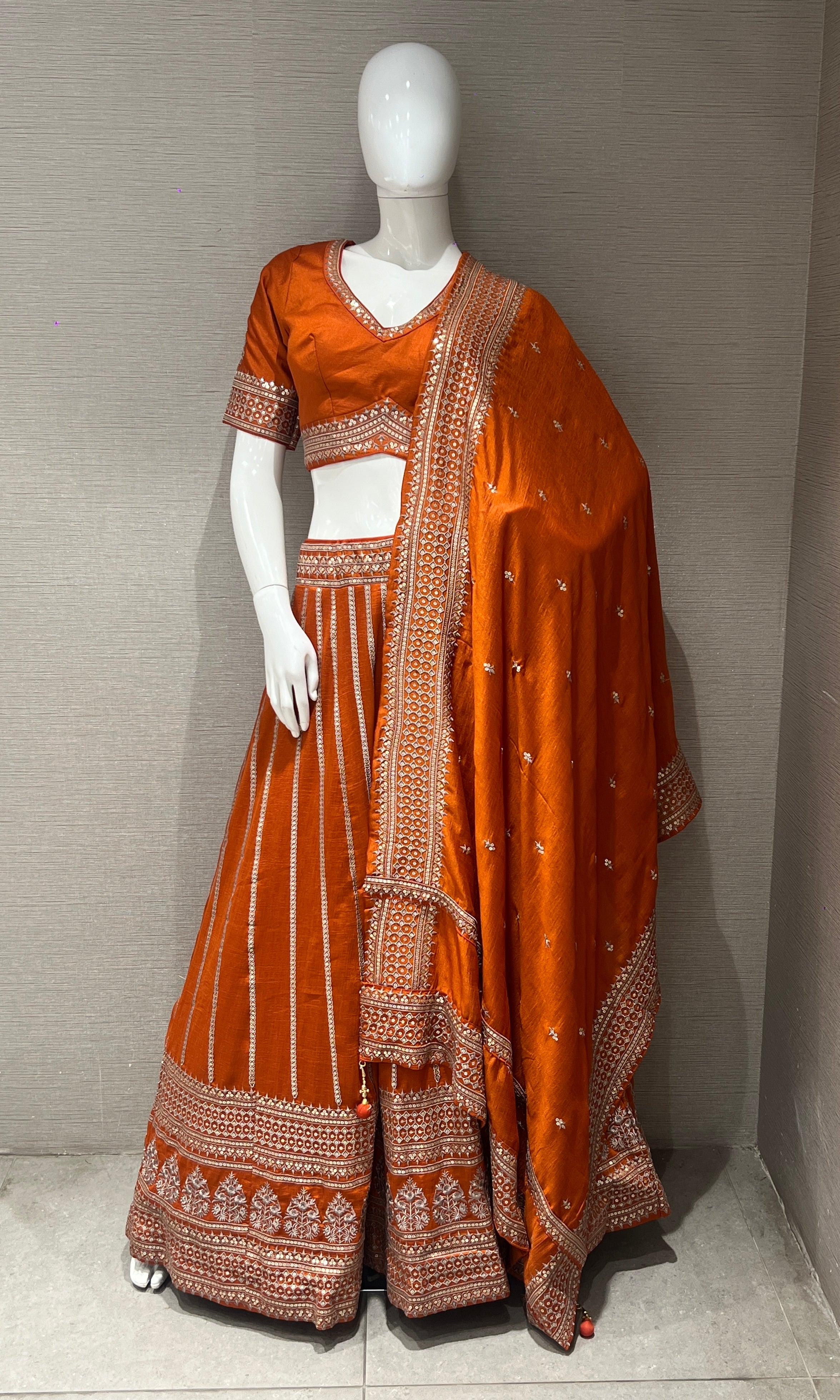 Orange croptop Lehenga