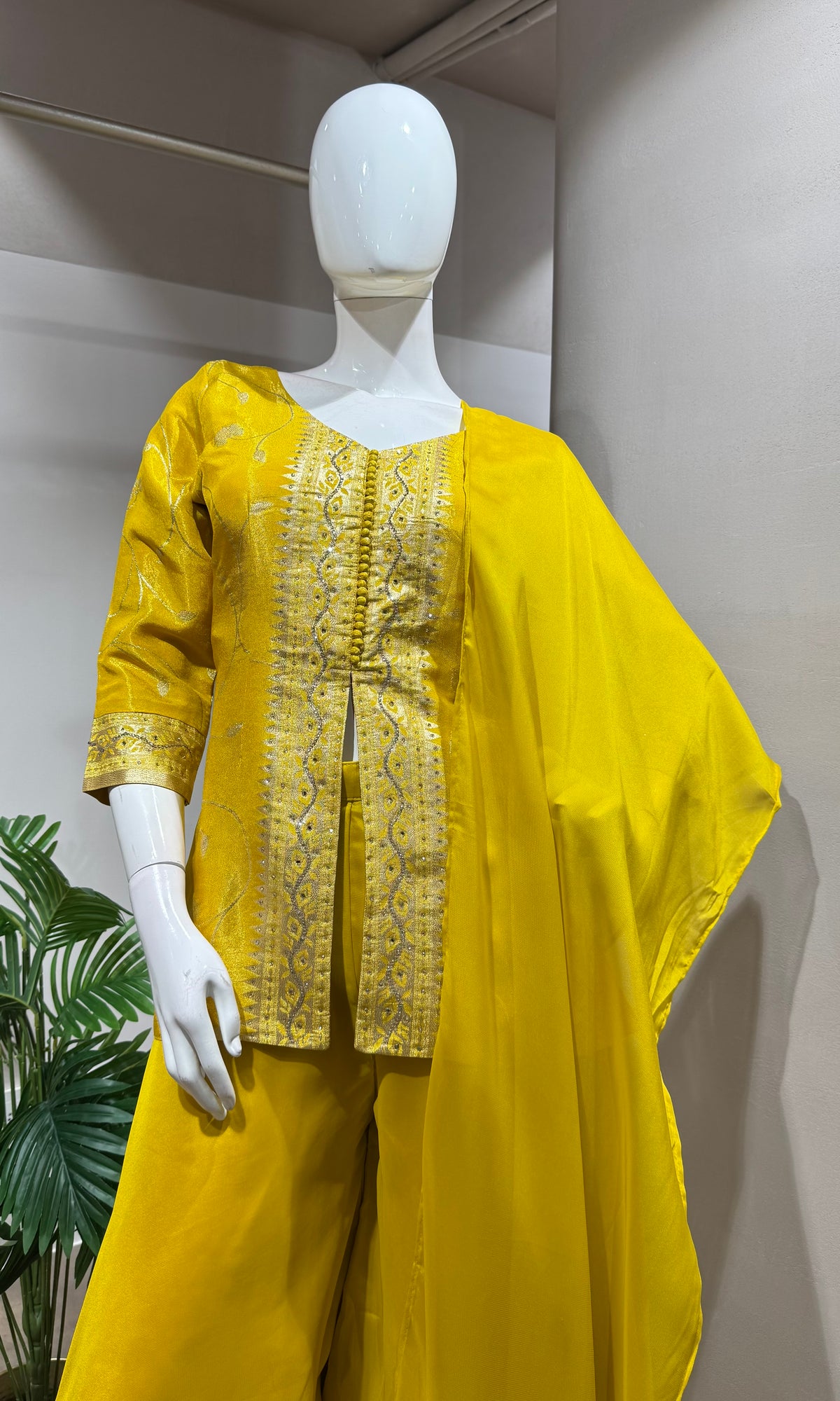 YELLOW GOLDEN SHARARA SET