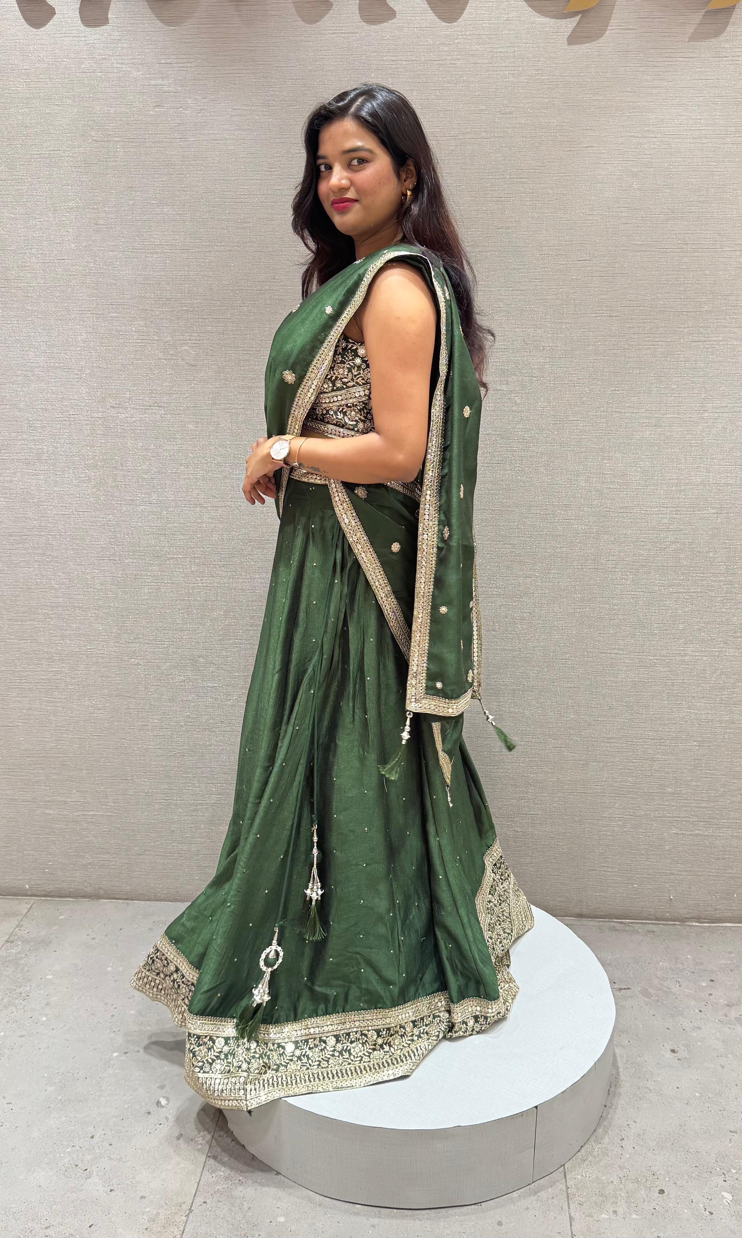 Green Embroidered Lehenga Choli