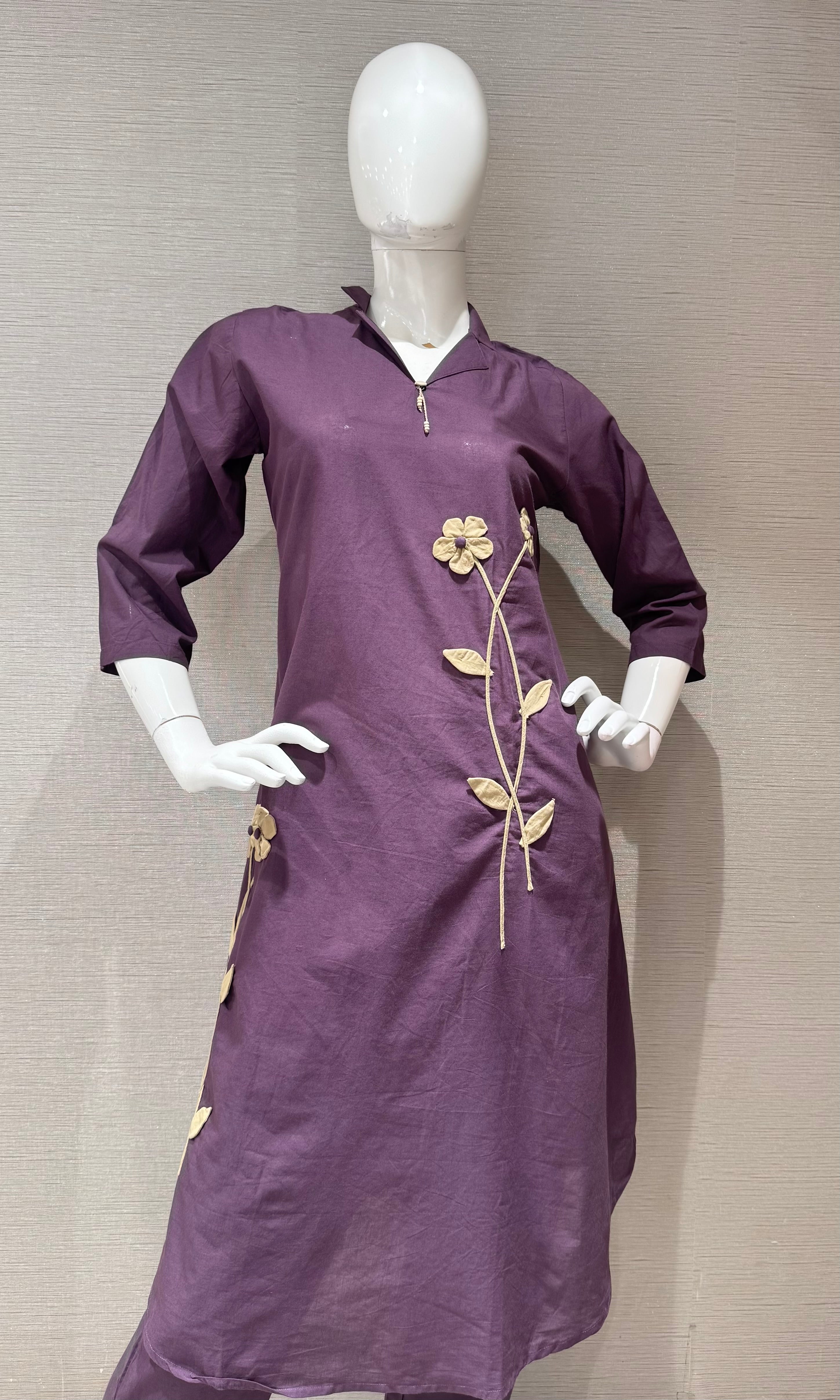 Purple Floral motif Cord set