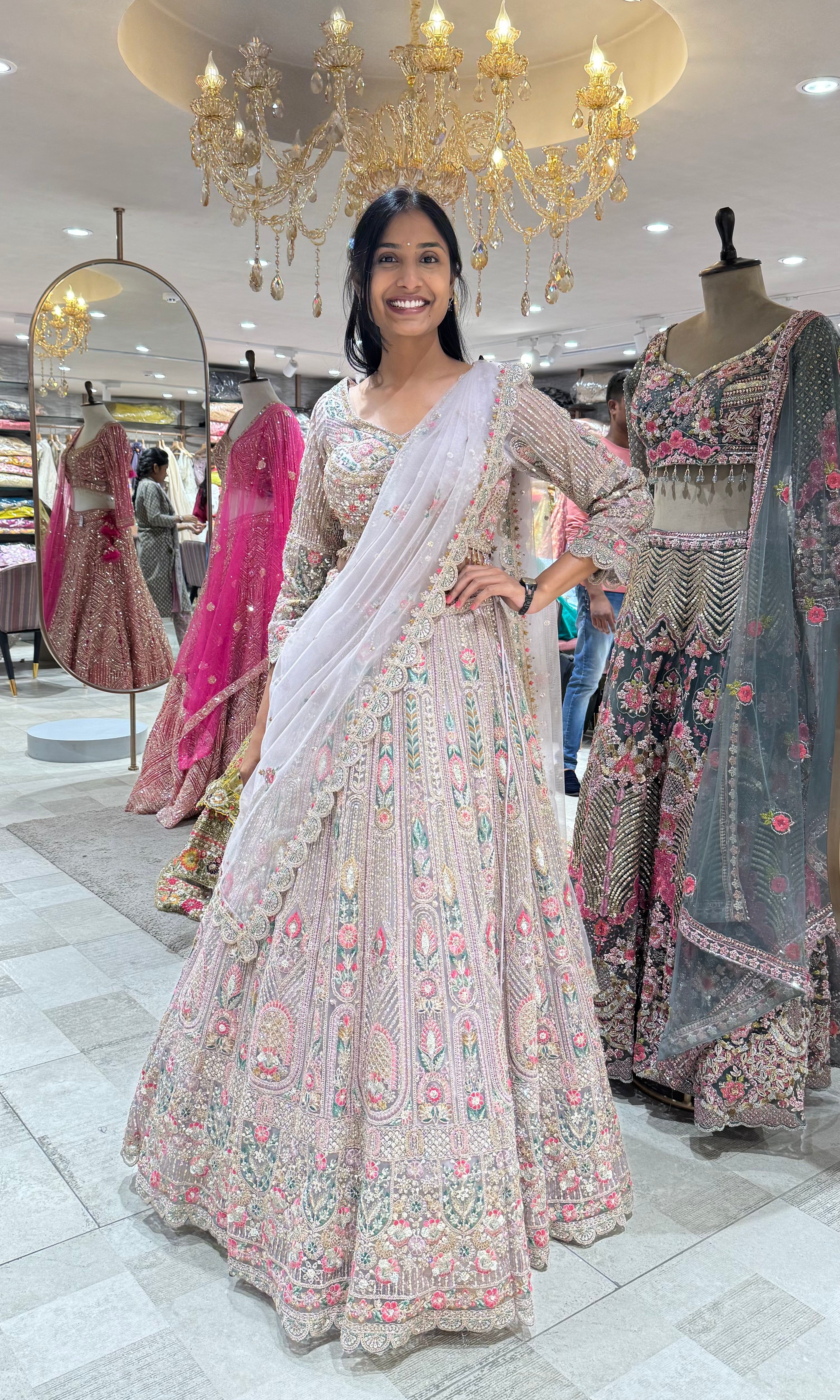 LAVANDER EMBROIDERED BRIDAL LEHENGA