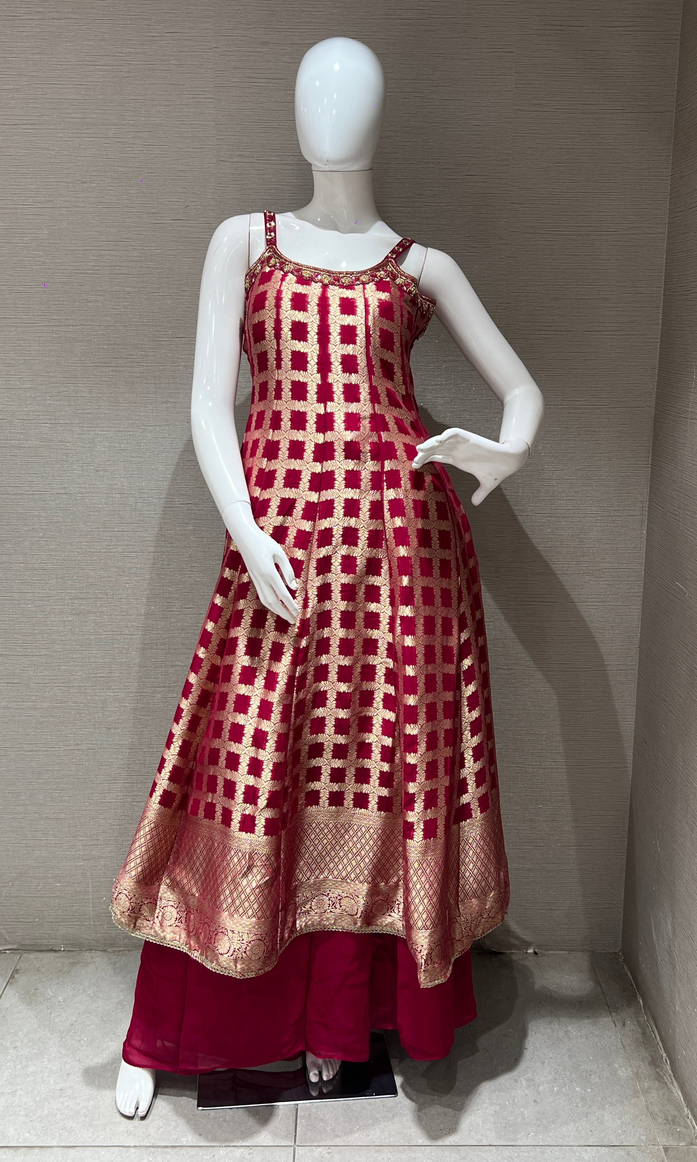 Rani pink Elegant Anarkali Kurta Set with Dupatta