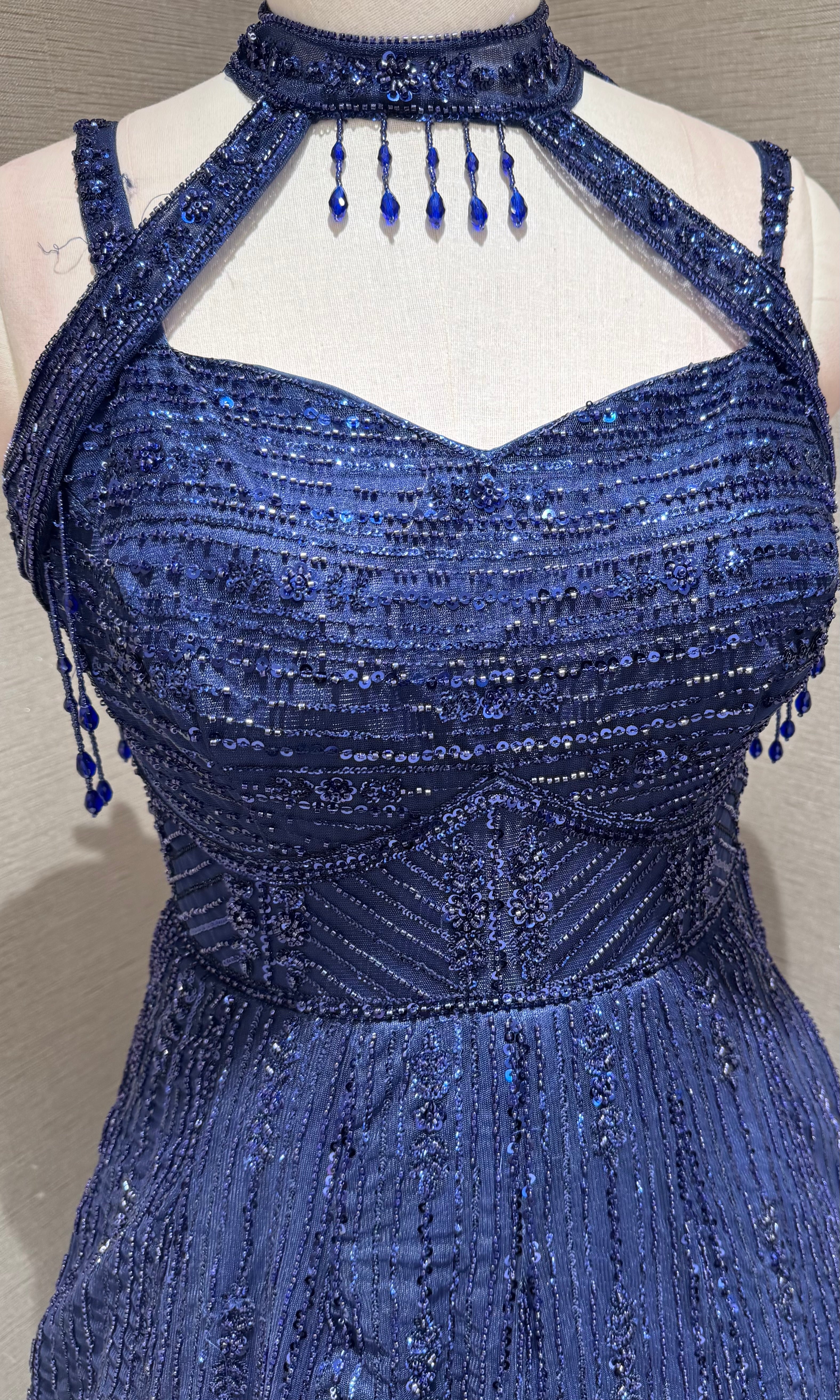 Royal Blue Halter Neck Ballgown