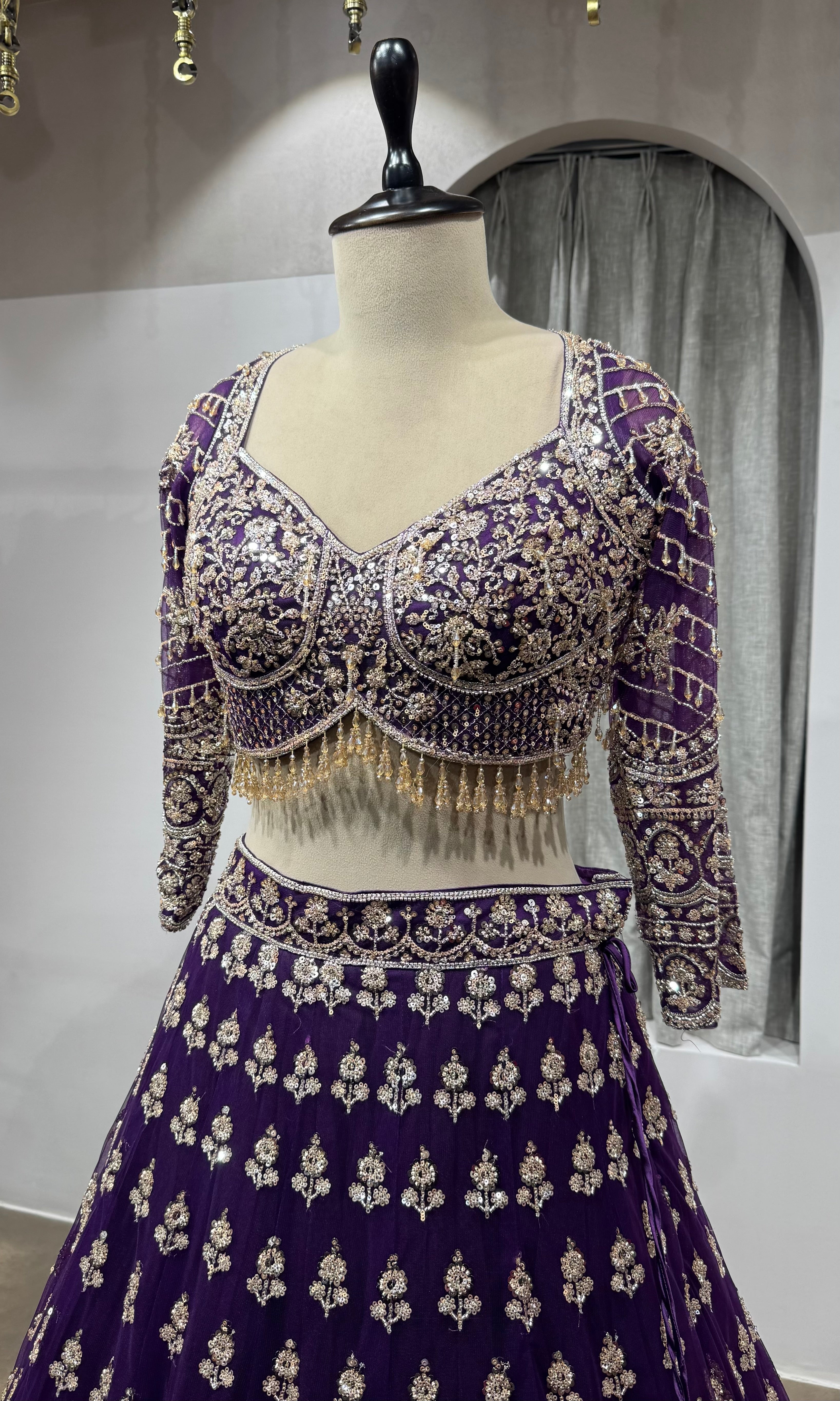 PURPLE intricate embroidered Lehenga set