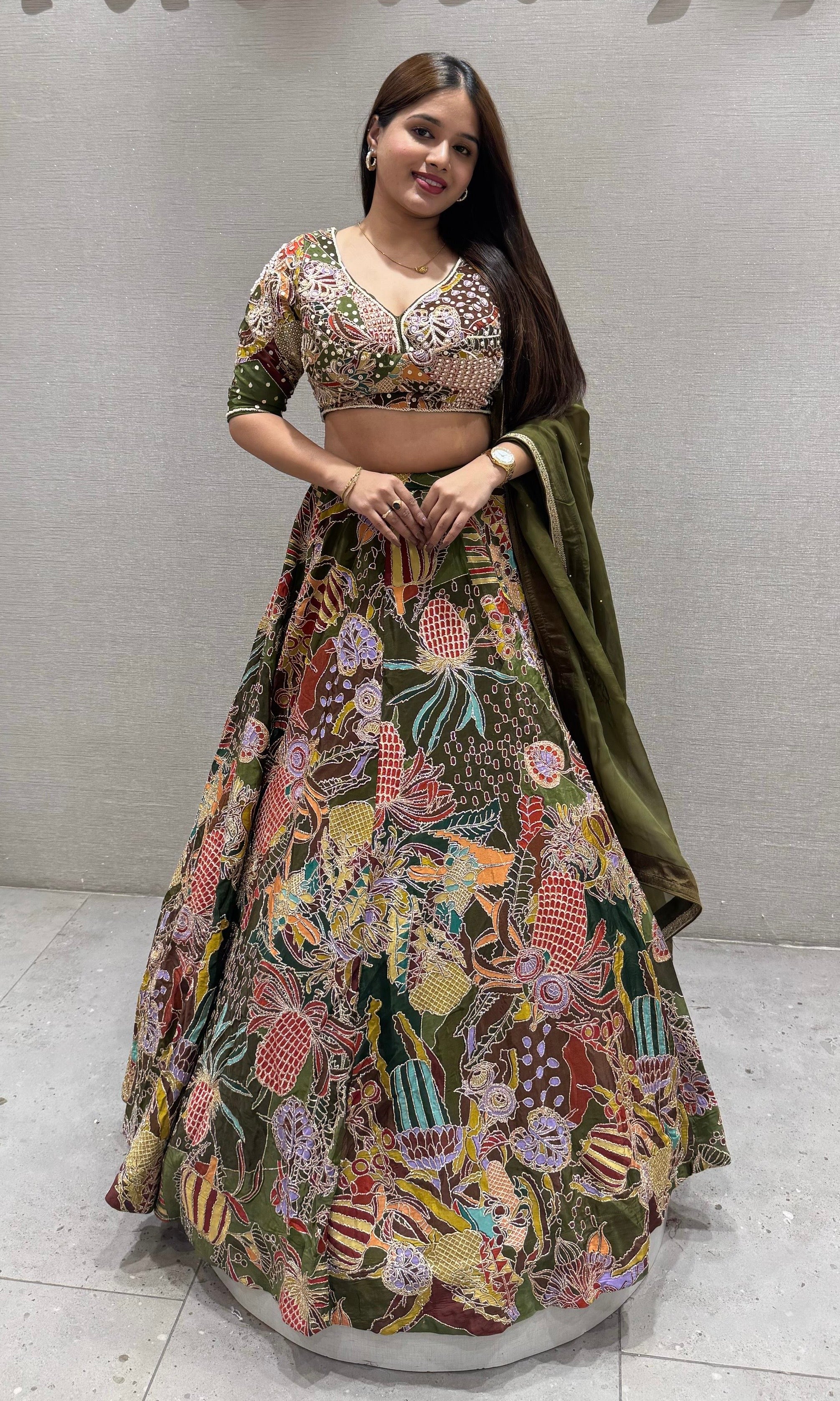 Multi crop top with lehenga