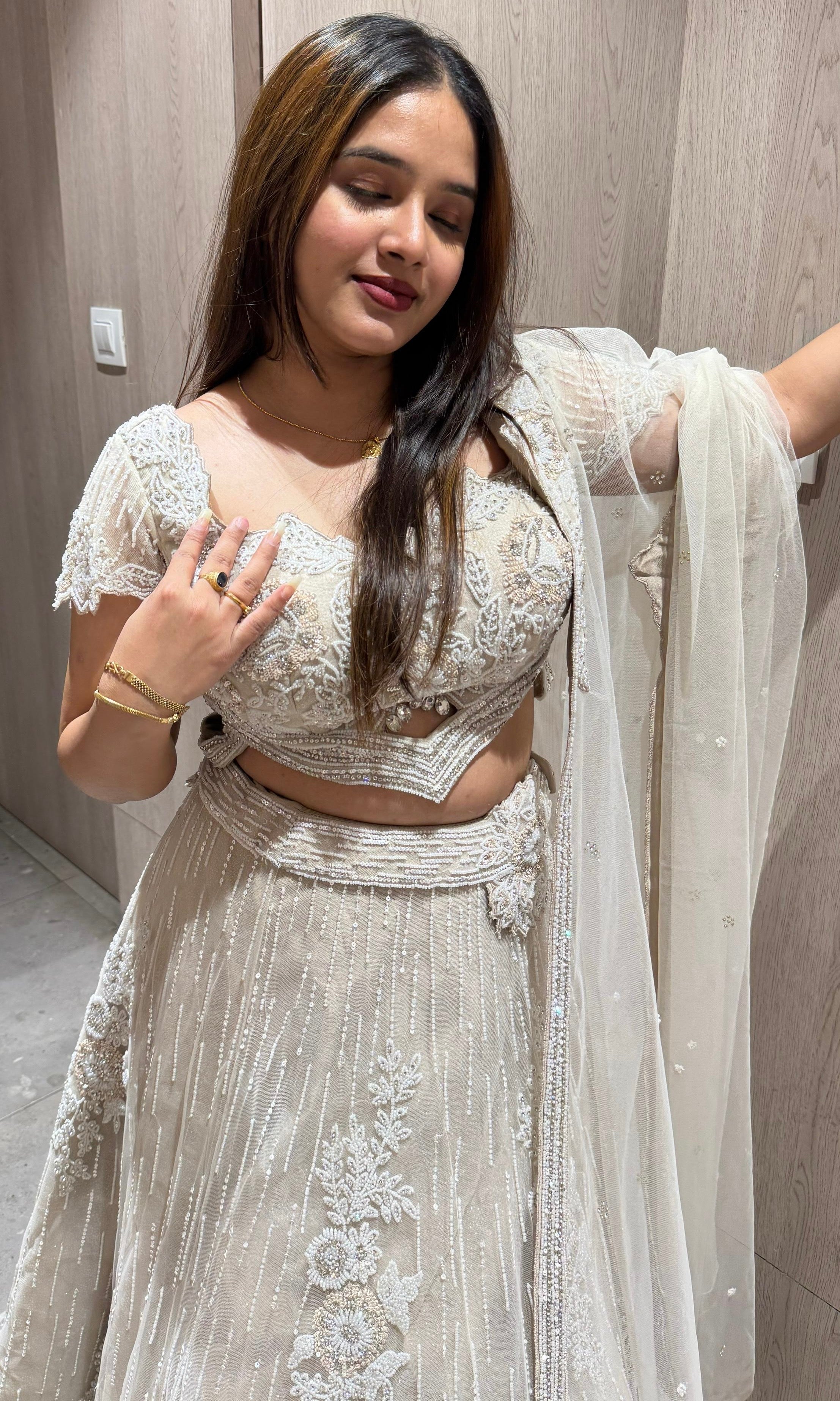 SILVER LEHENGA WITH INTRICATE EMBROIDERY