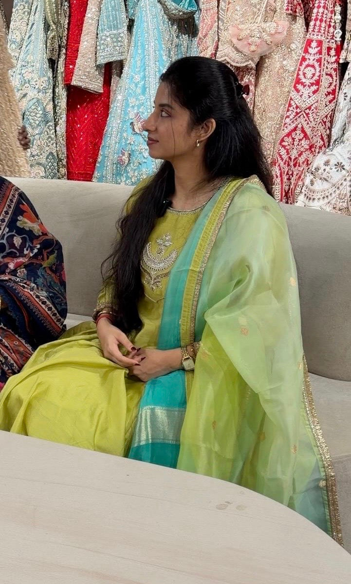Green EMBROIDERED ANARAKALI SET