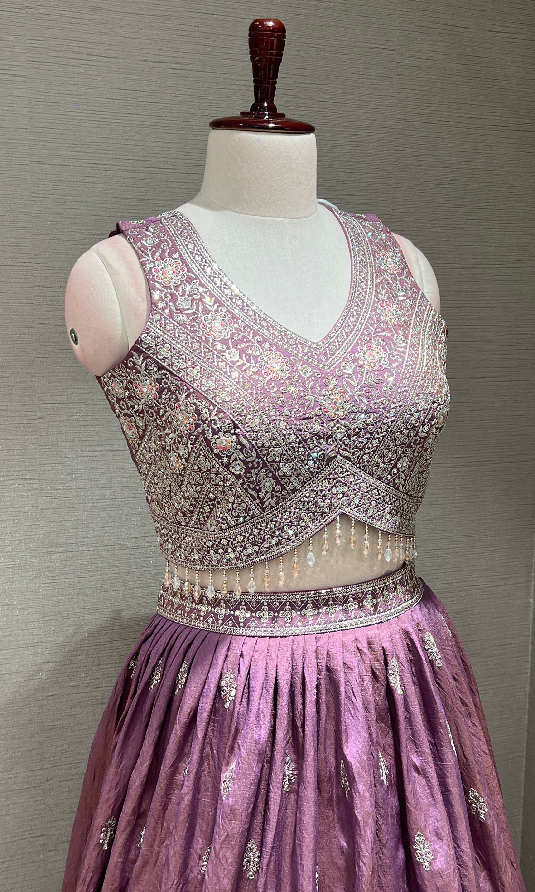 Light Purple Embroidered Sequinned Lehenga