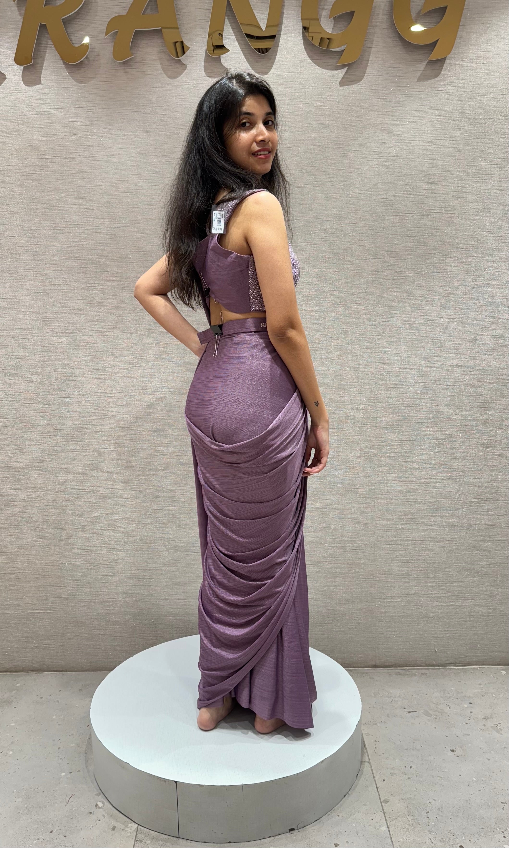 Light purple drape saree WITH CORSET BLOUSE
