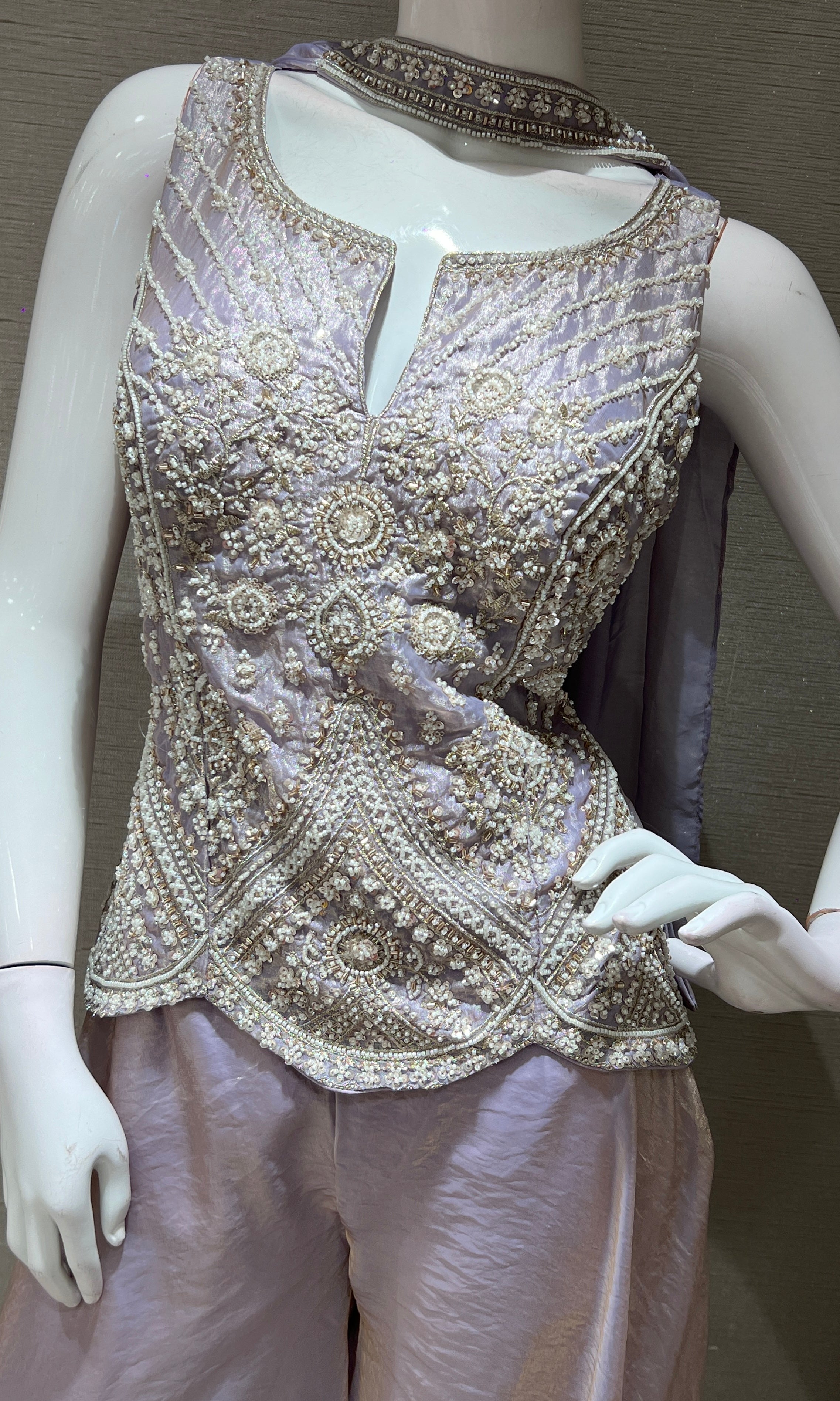 Lavender EMBROIDERED PEPLUM palazzo SET