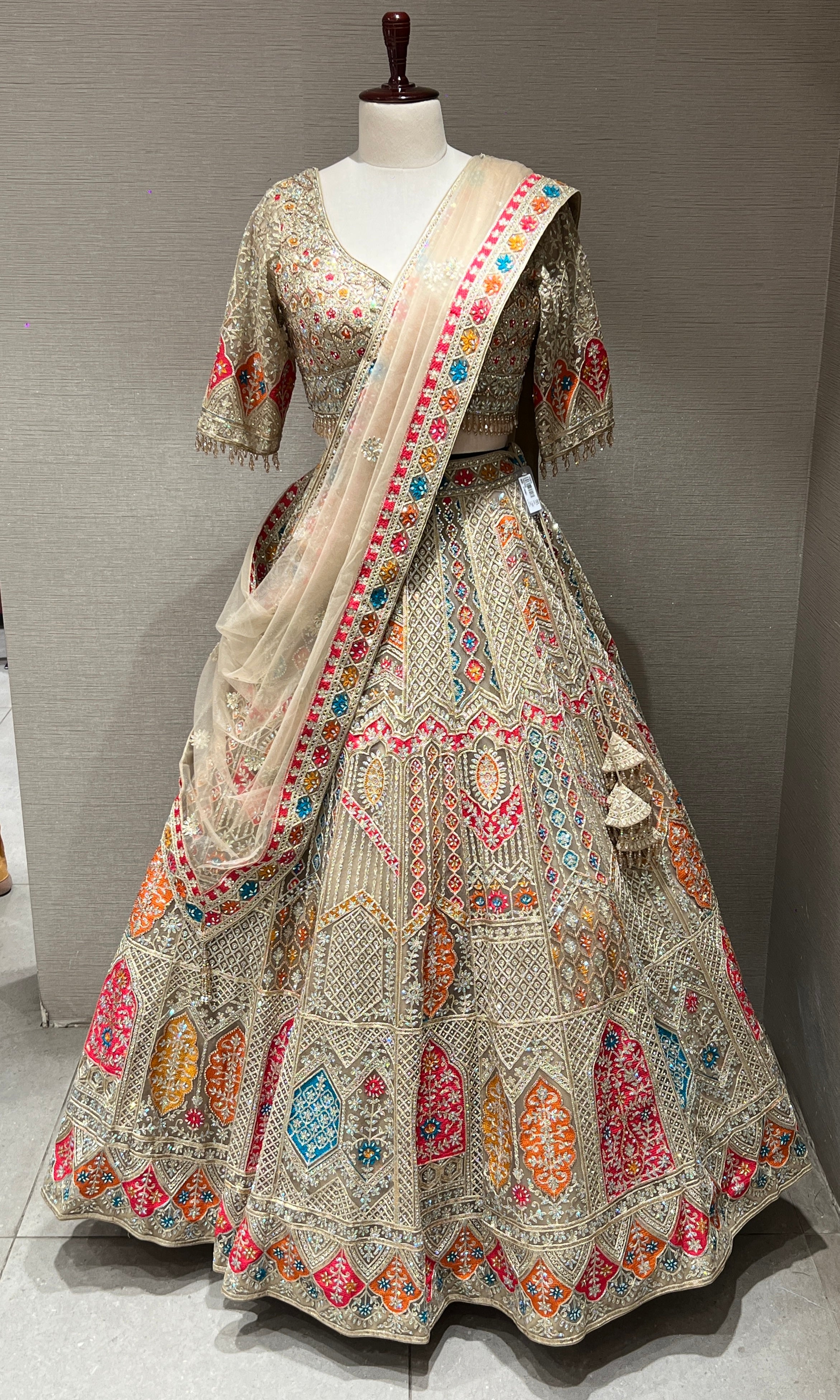 Chikoo Lehenga with Multi Color intricate embroidery