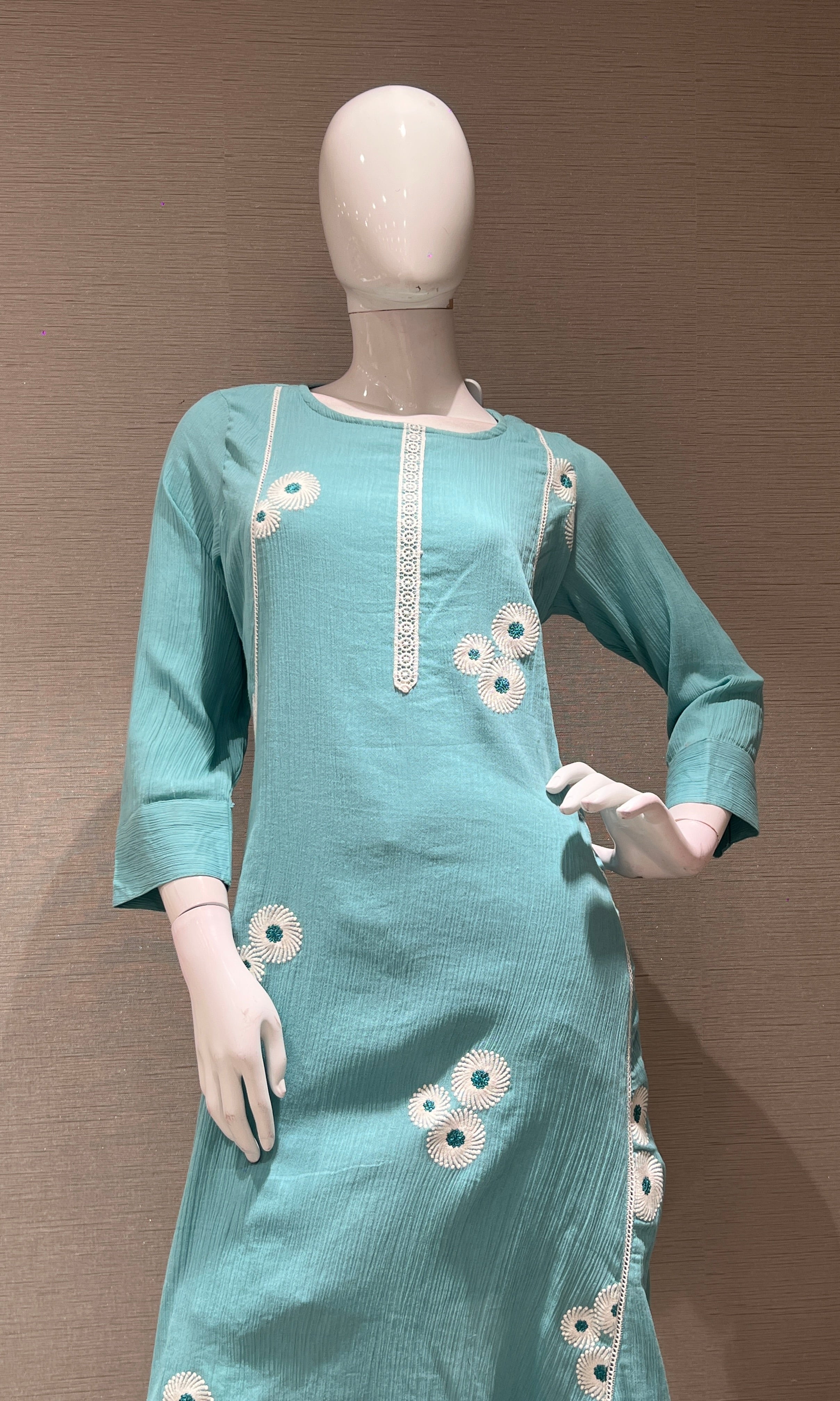 Sea Blue FLORAL KURTI TOP