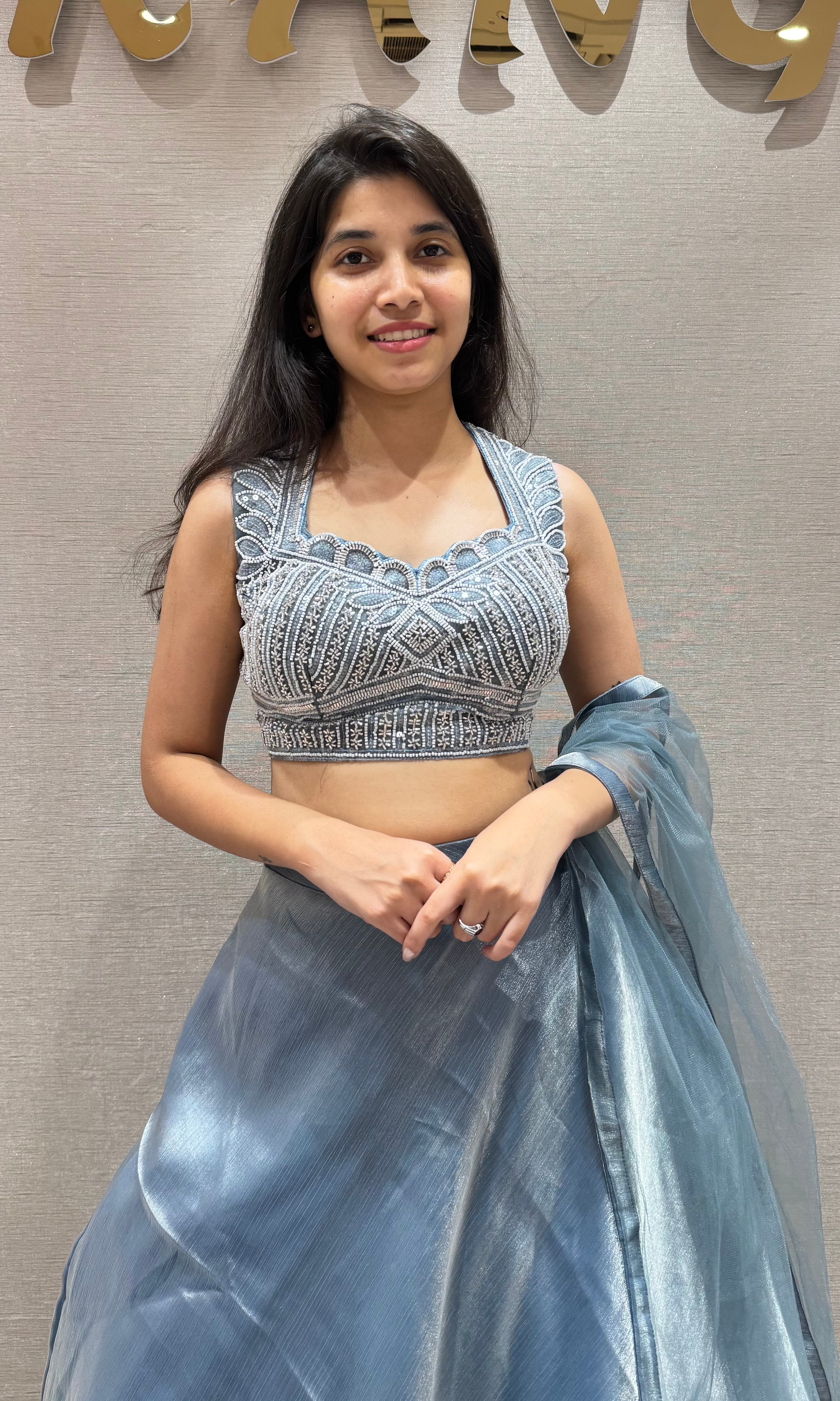 Blue Lehenga with corset blouse