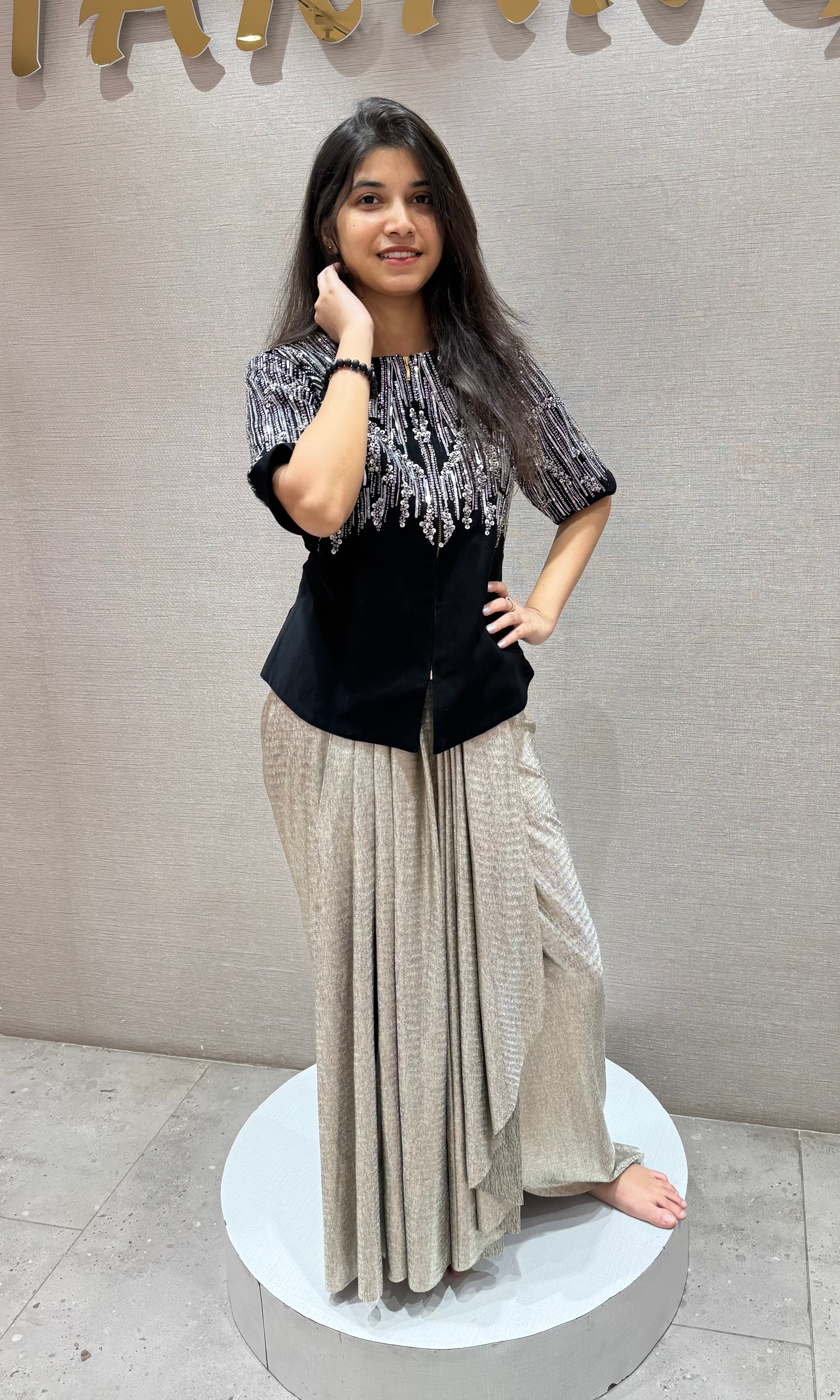 Black 3 PIECE INDO WESTERN DRESS