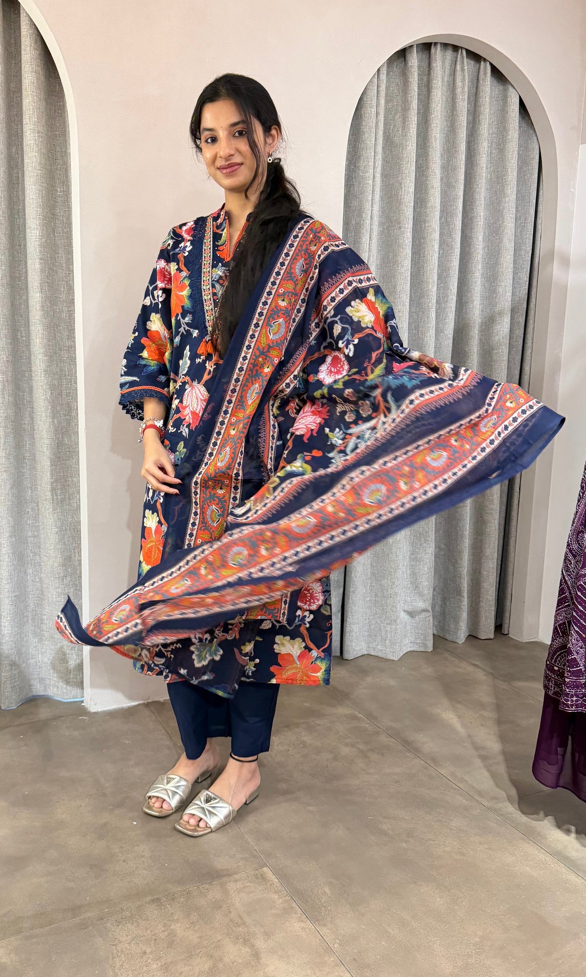 Blue FLORAL kurta set