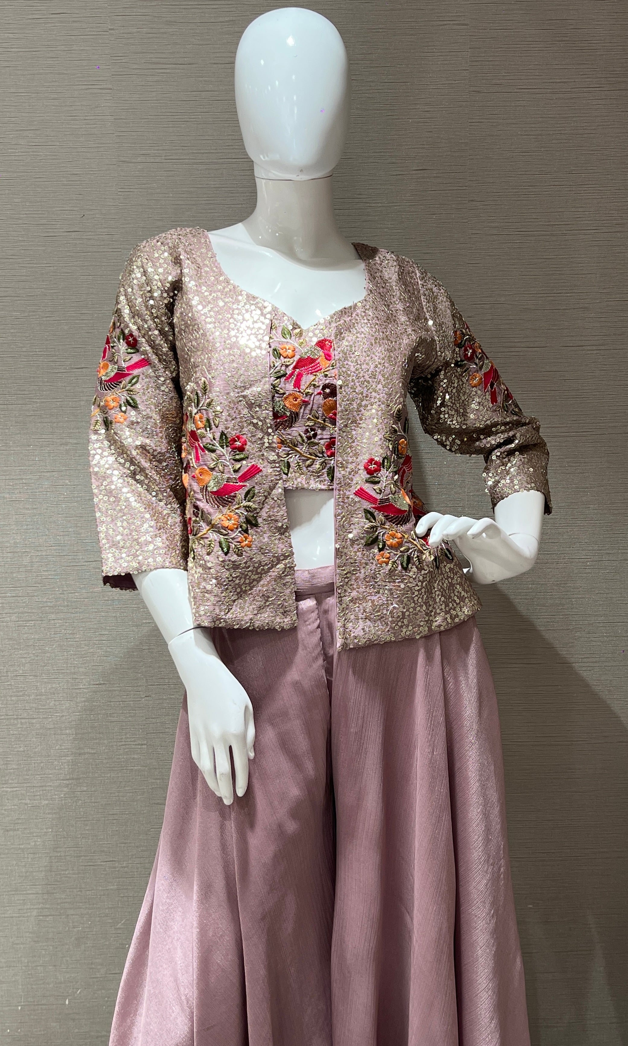 Lilac Palazzo with Embellished Jacket