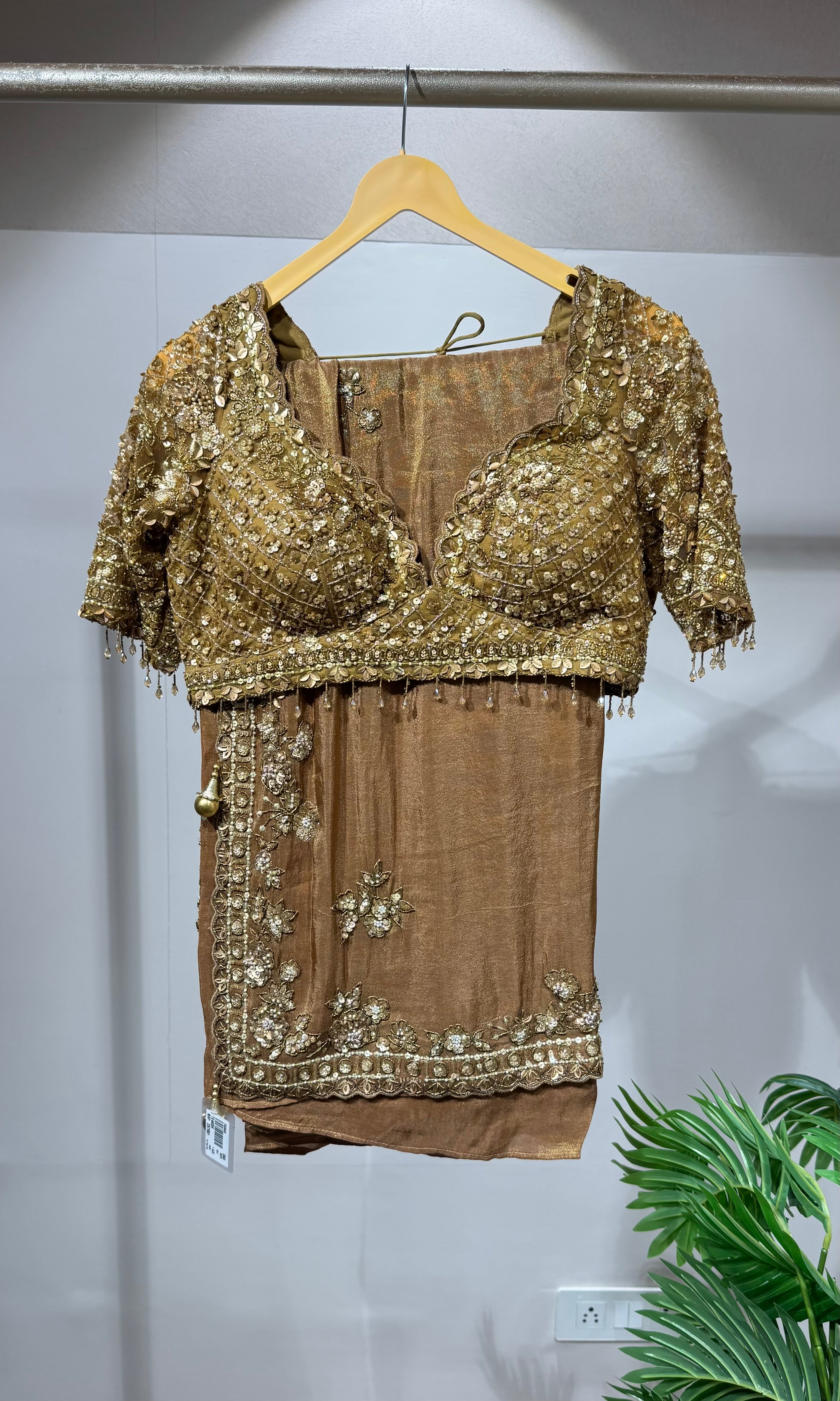 Golden Cora Zari Tissue Silk Bridal Saree