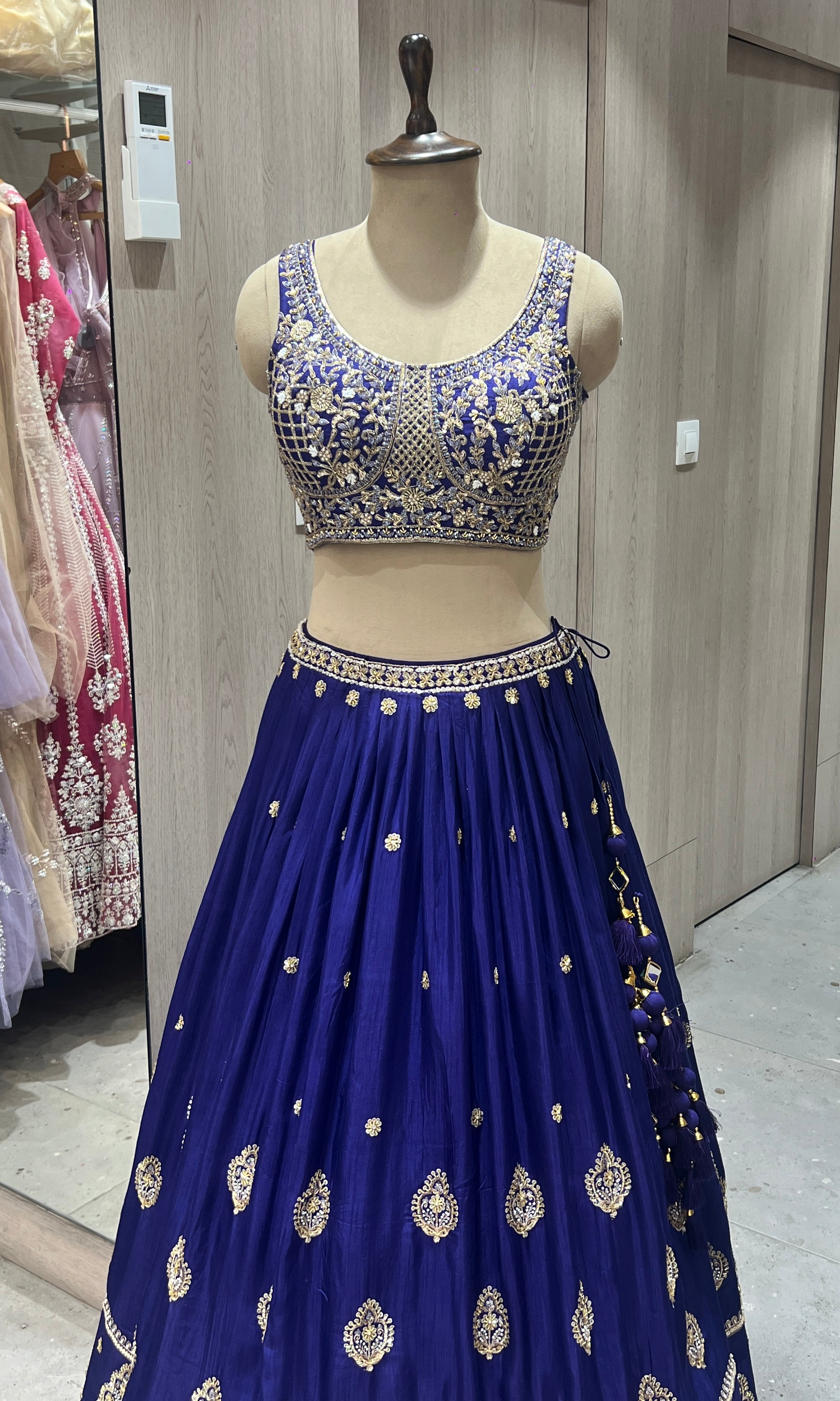 Purple lehenga with gold embroidered work