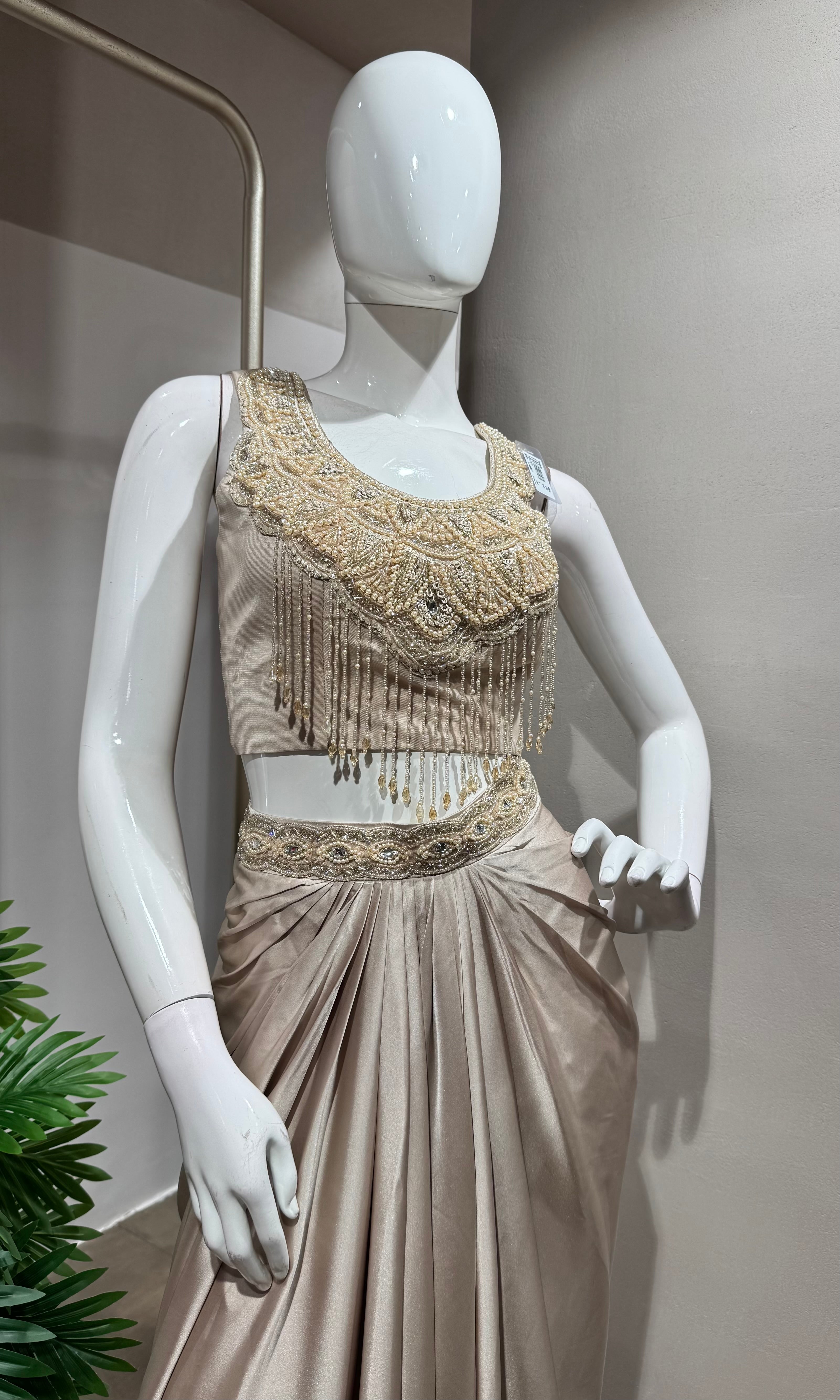 BEAGH DRAPED SKIRT WITH EMBROIDERED BLOUSE