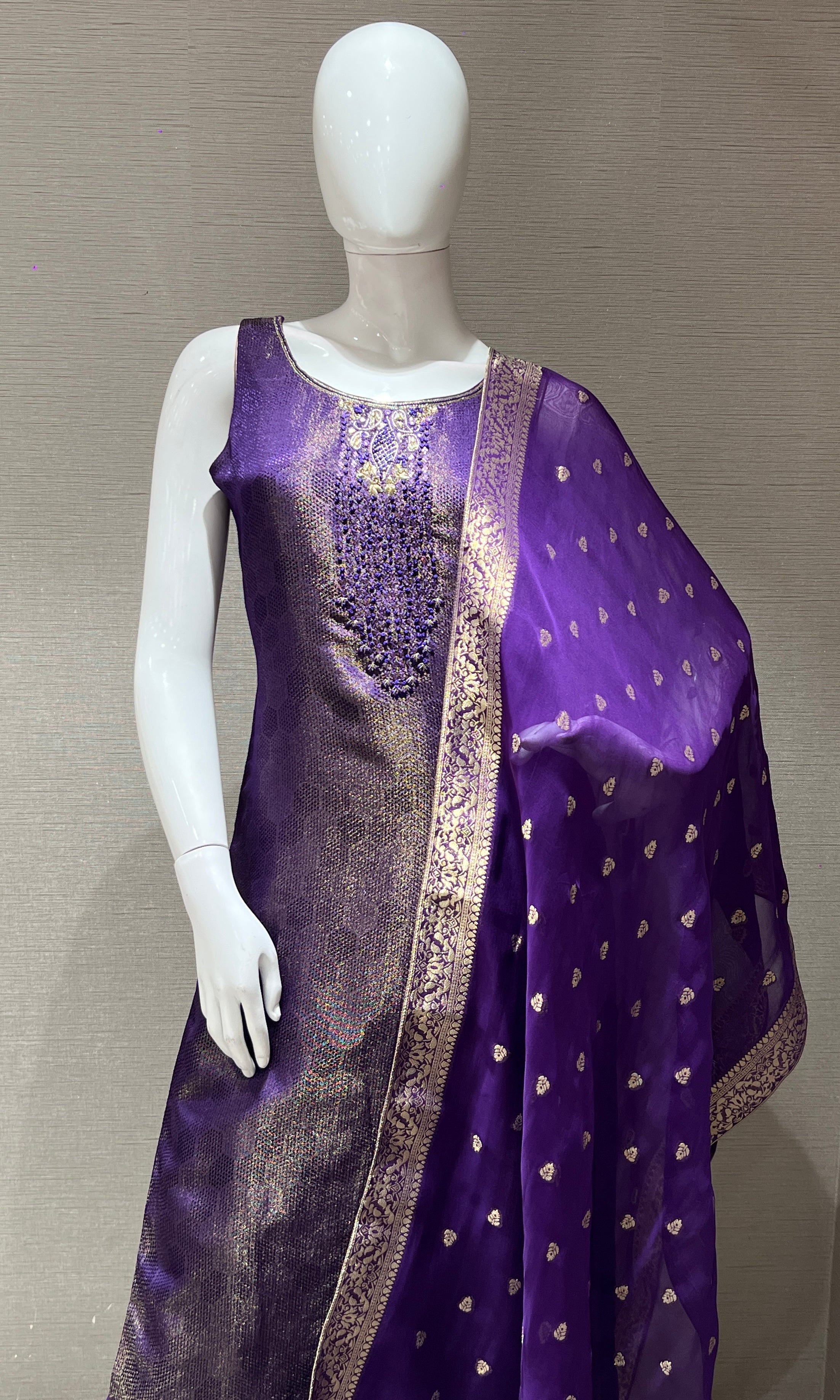 Purple Embroidered Kurta Set