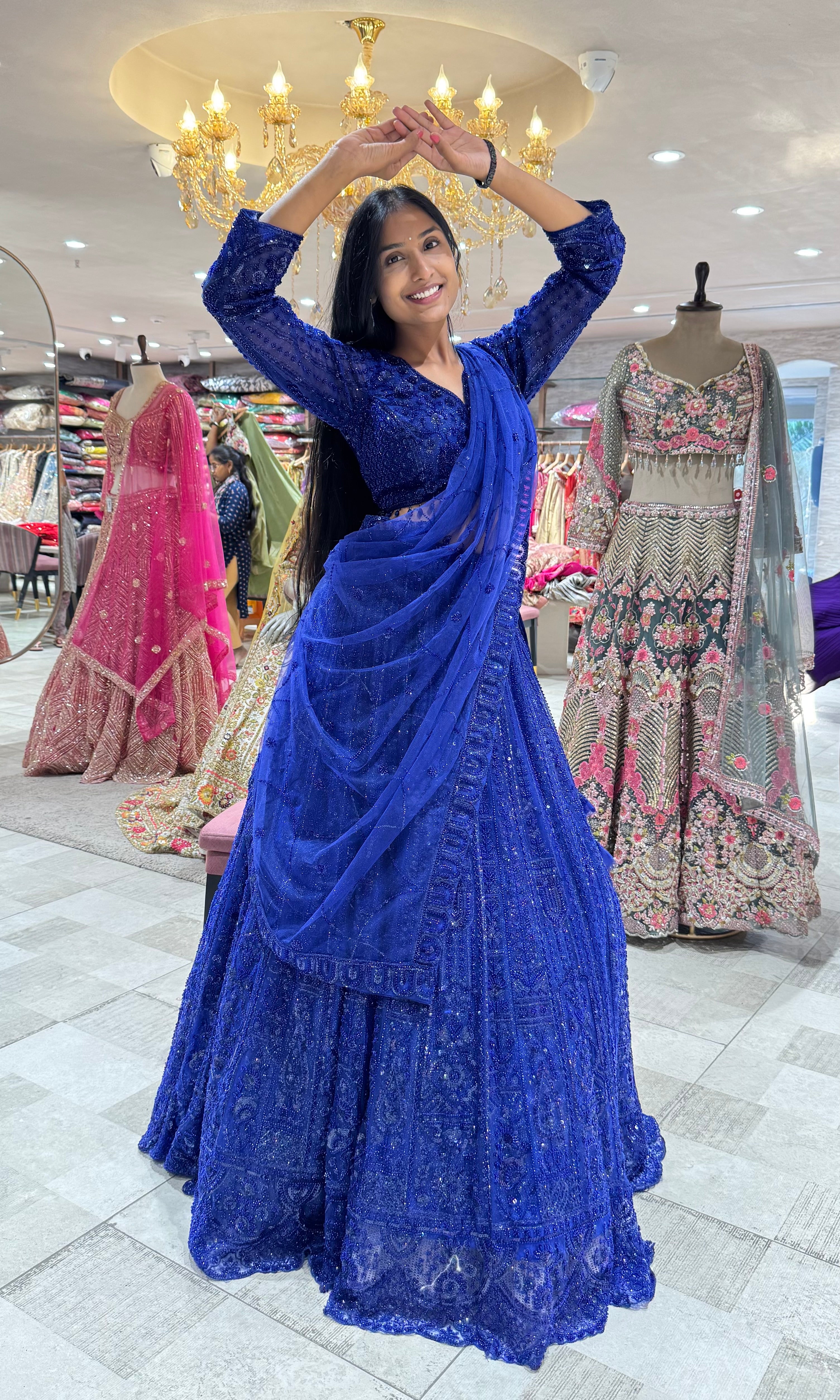 ROYAL BLUE EMBELLISHED BRIDAL LEHENGA