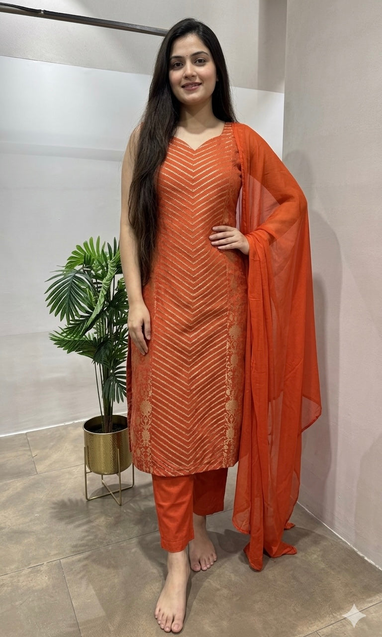 Orange EMBROIDERED KURTA SET