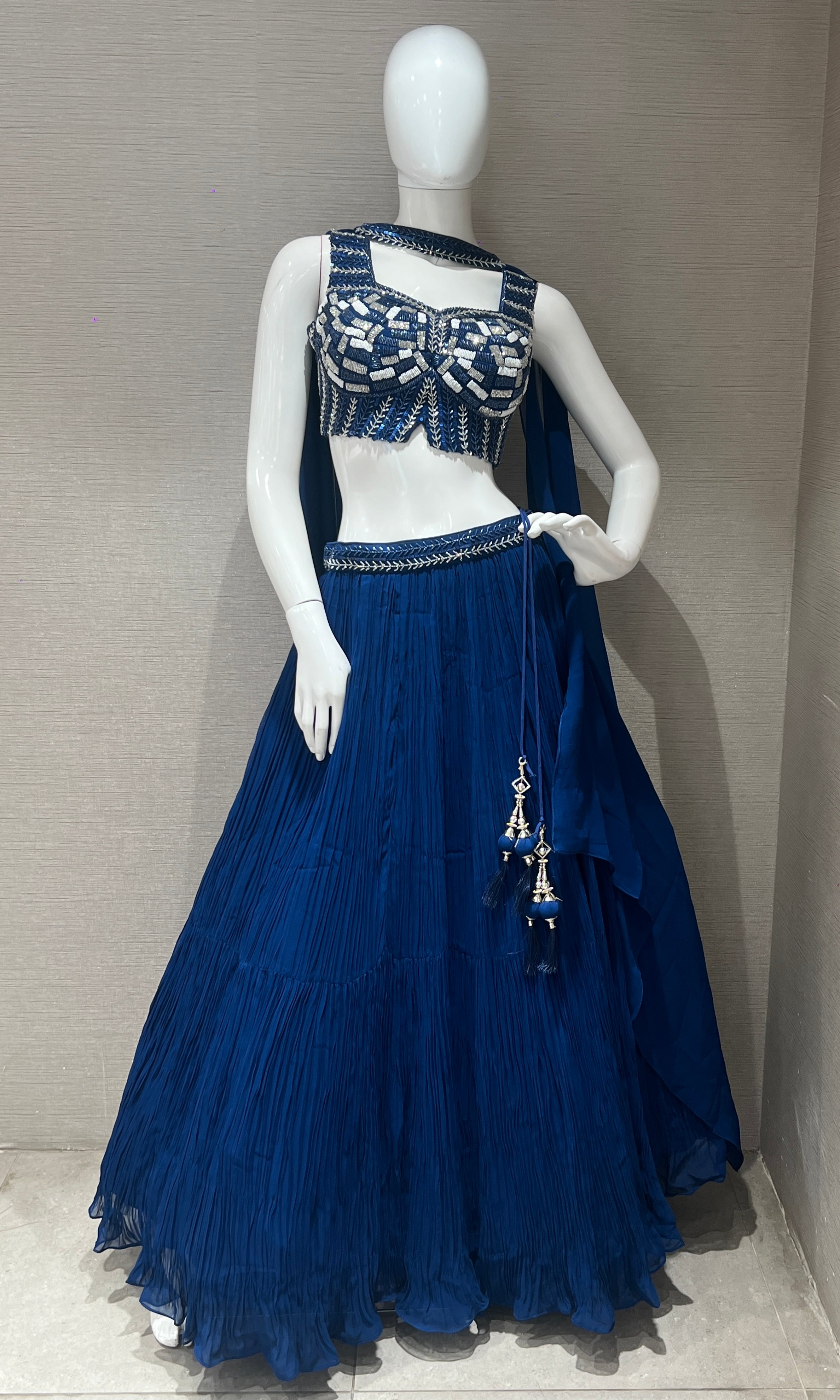 Blue crop top lehenga