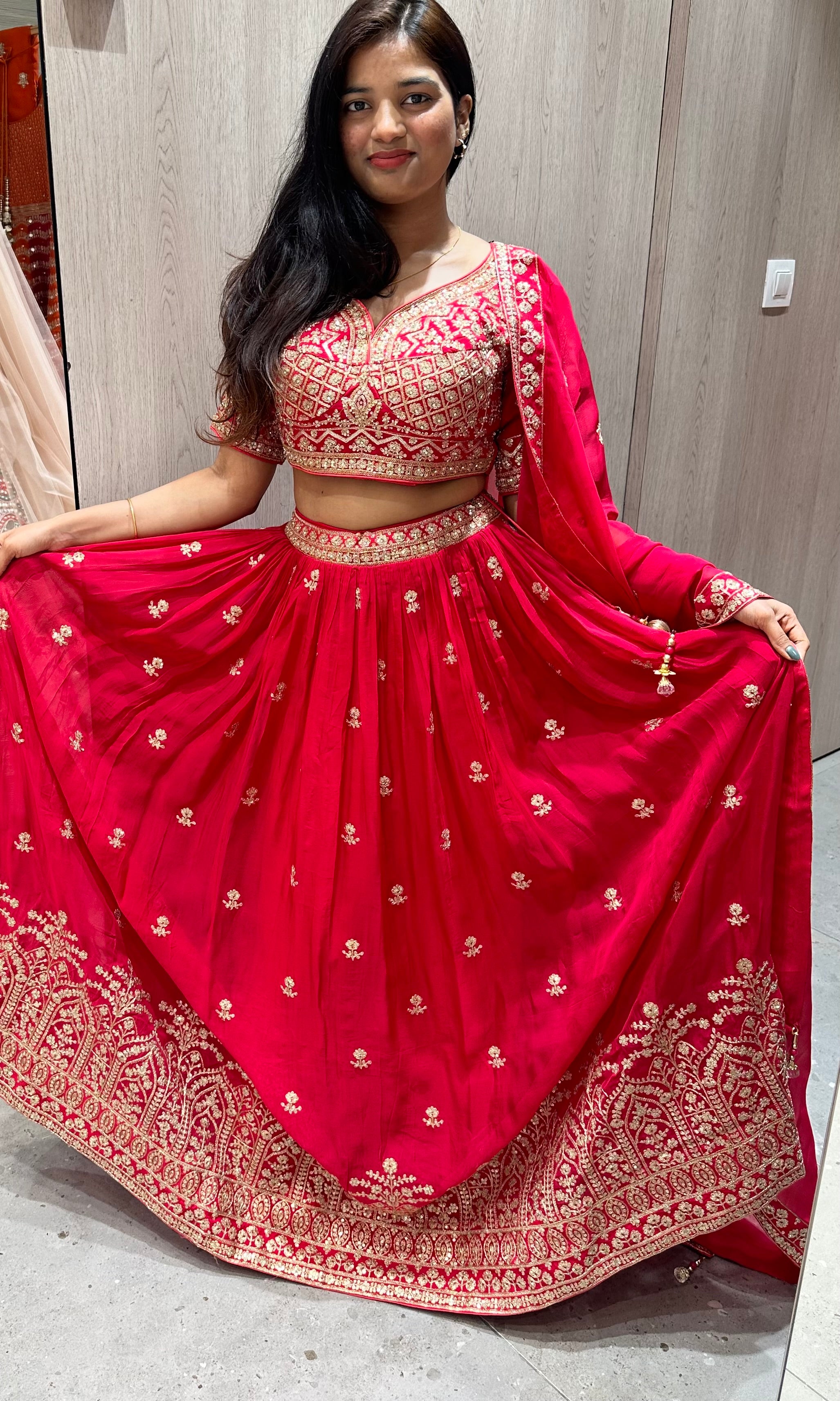 Pink Lehenga with designer blouse