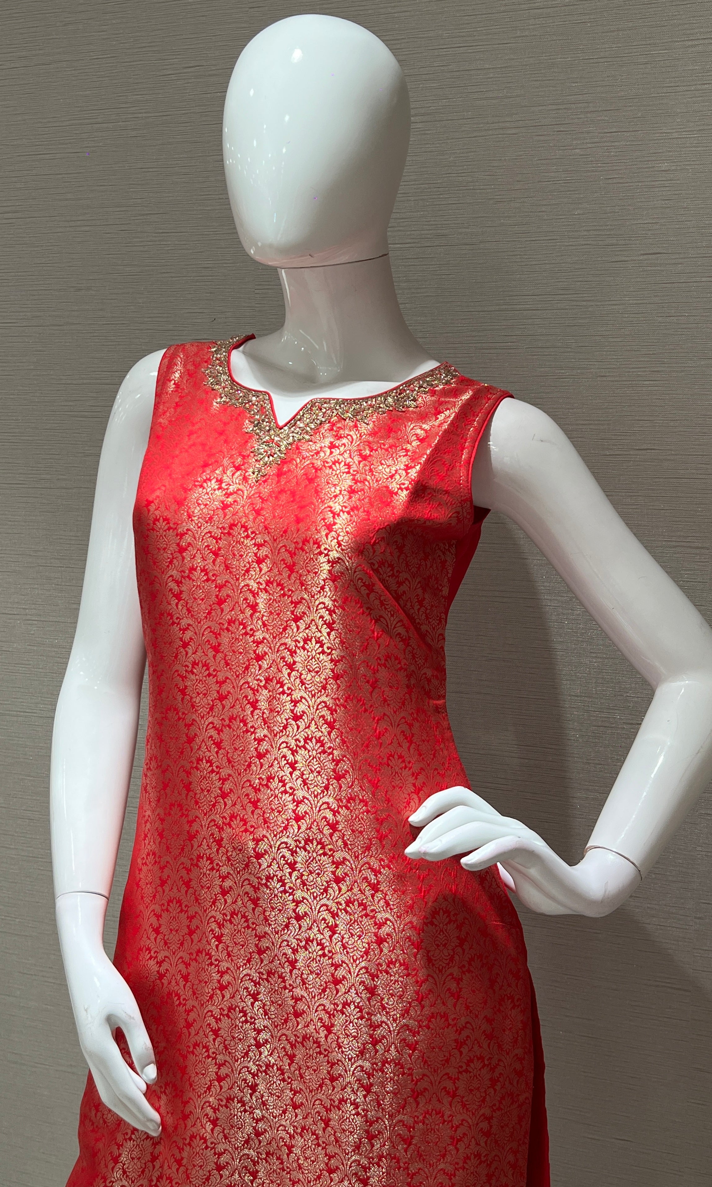 Rani pink embellished kurta set