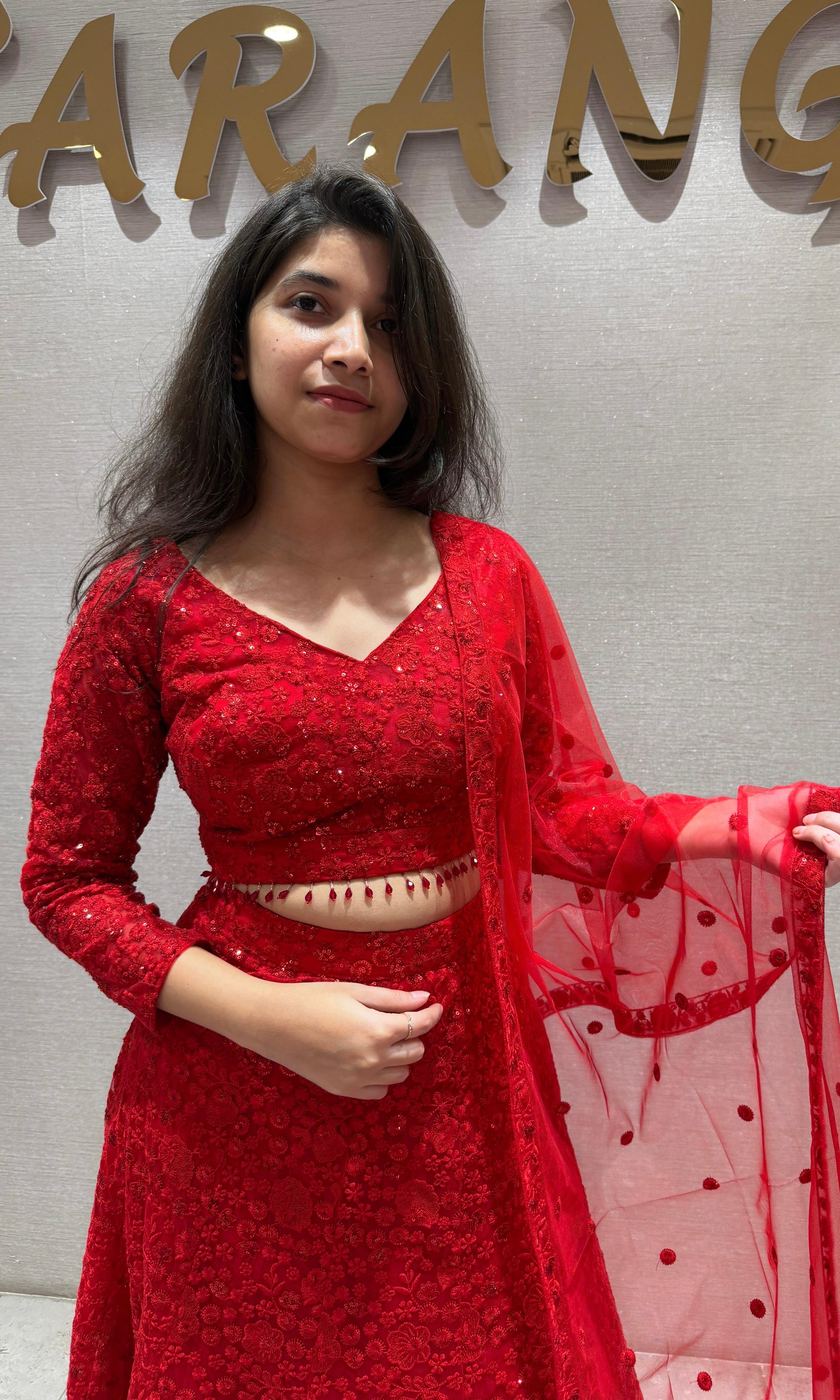 Ruby RED Sequins Lehenga