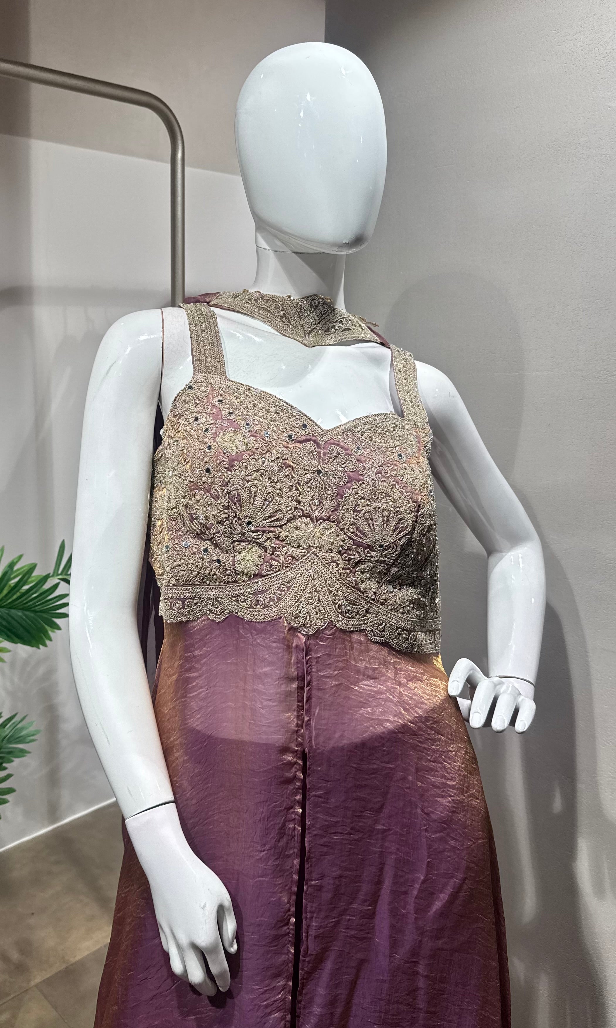 Pink Embroidered Front-Slit Anarkali set