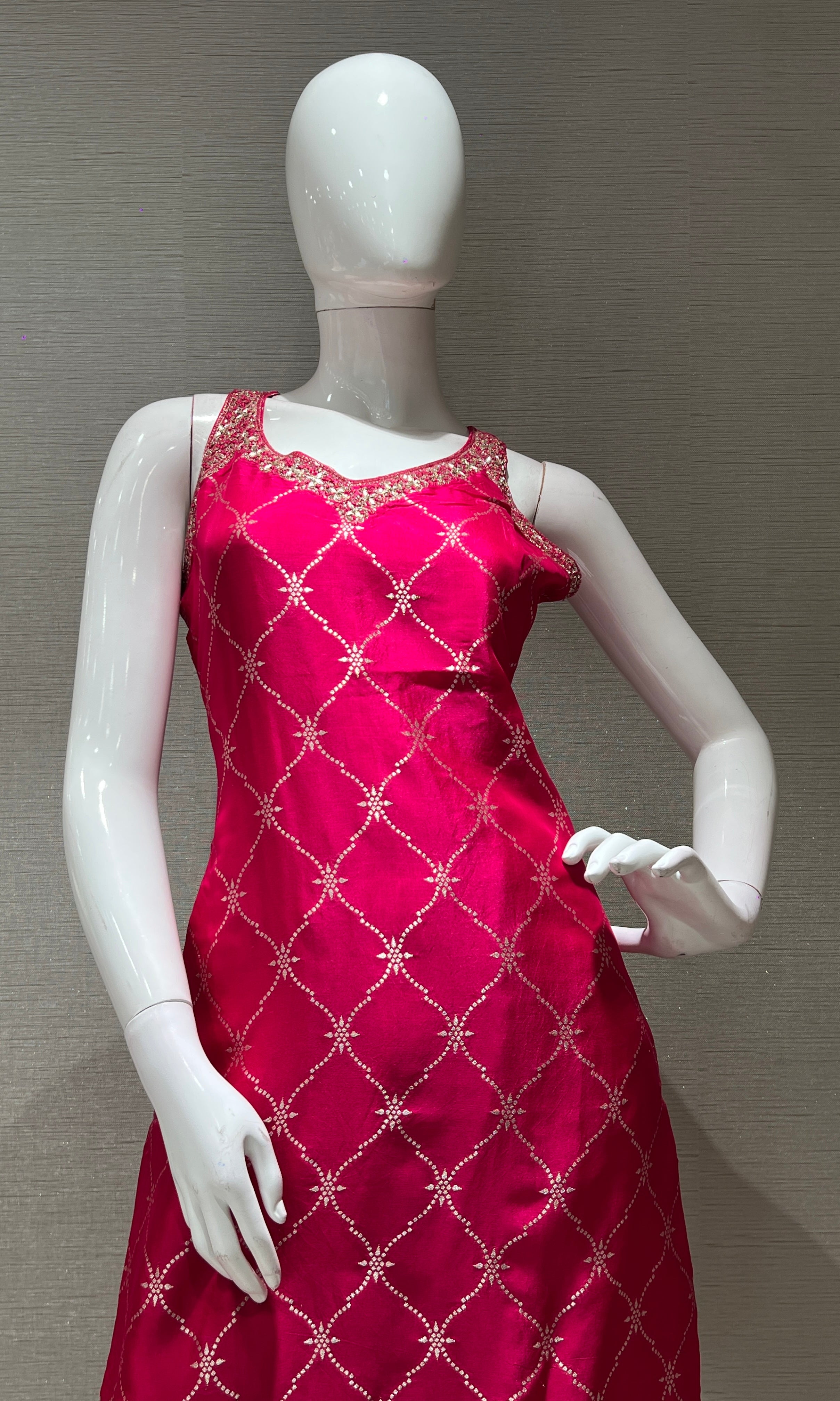 pink embroidered kurta set with a dupatta