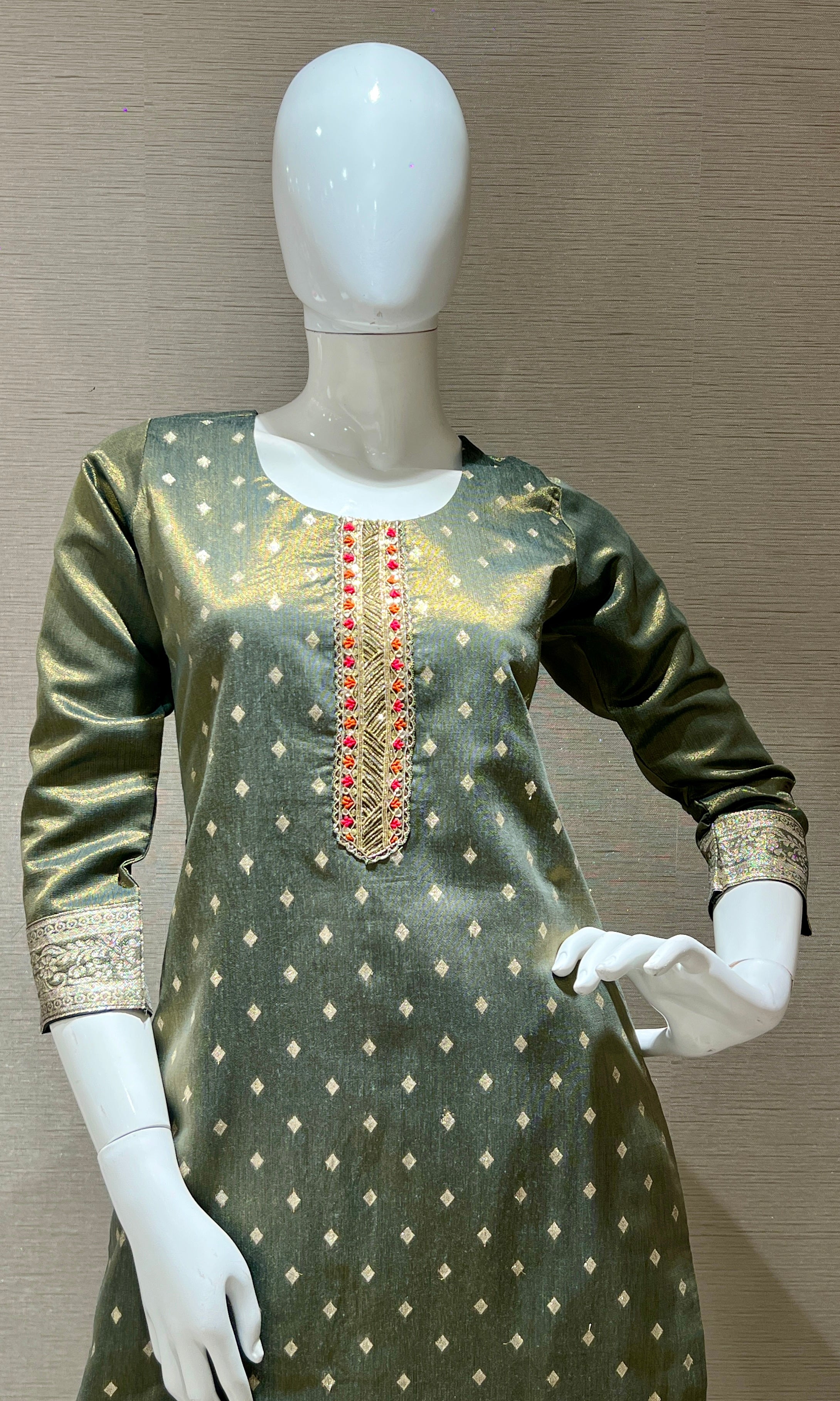 Mehwar Olive Gold Ensemble