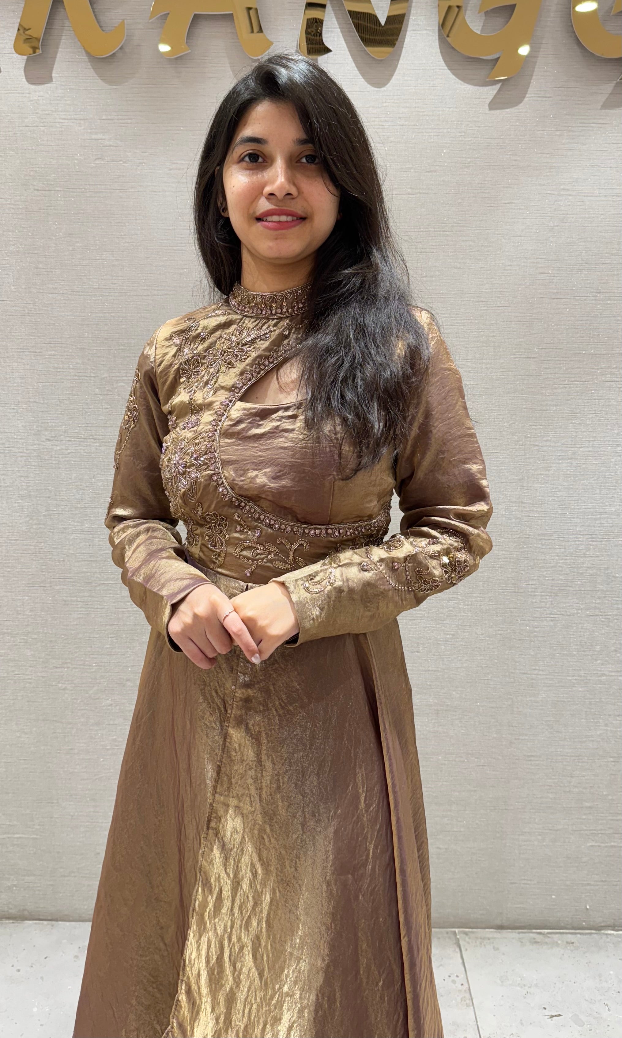 Gold EMBROIDERED ANARKALI SET