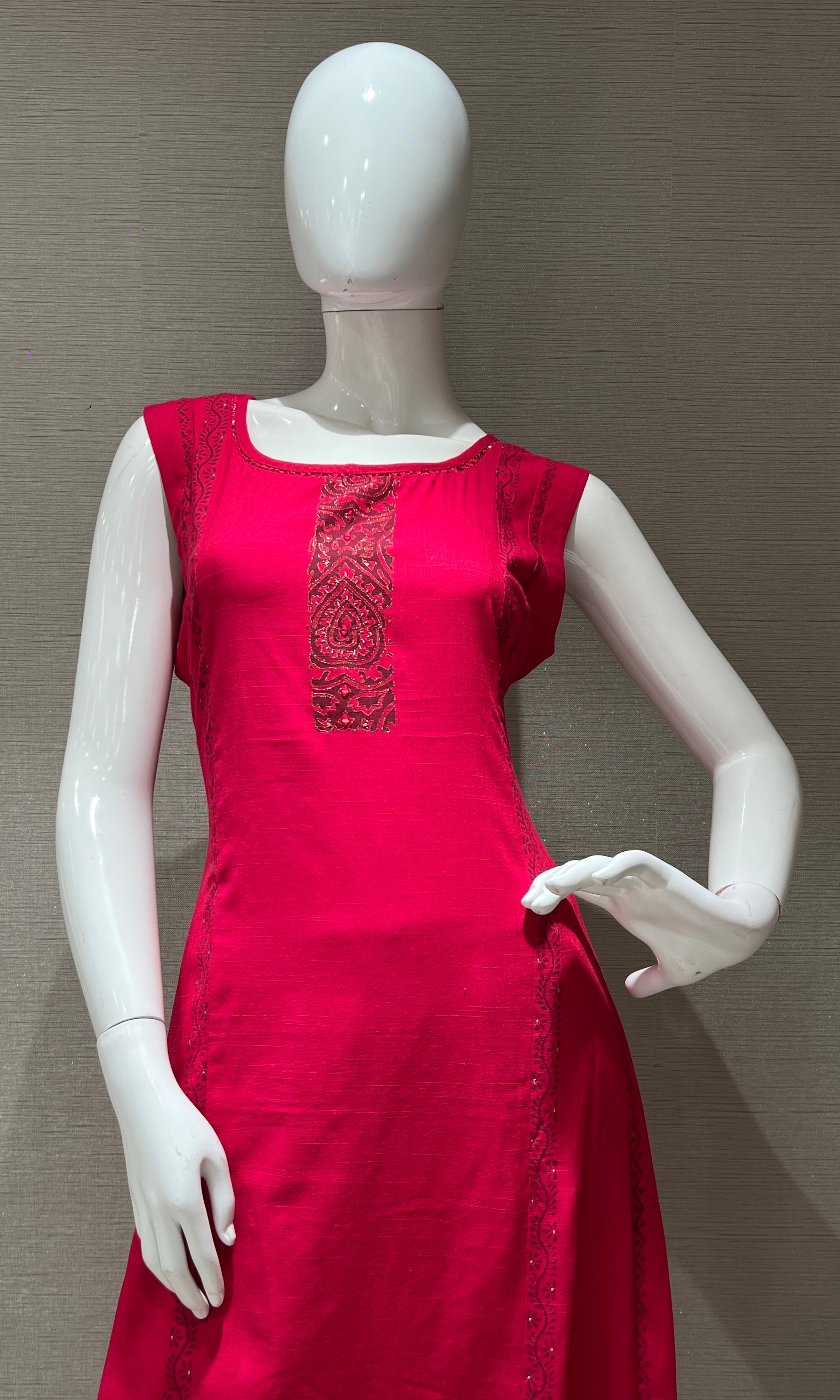 Rani pink Kurti top with bottom