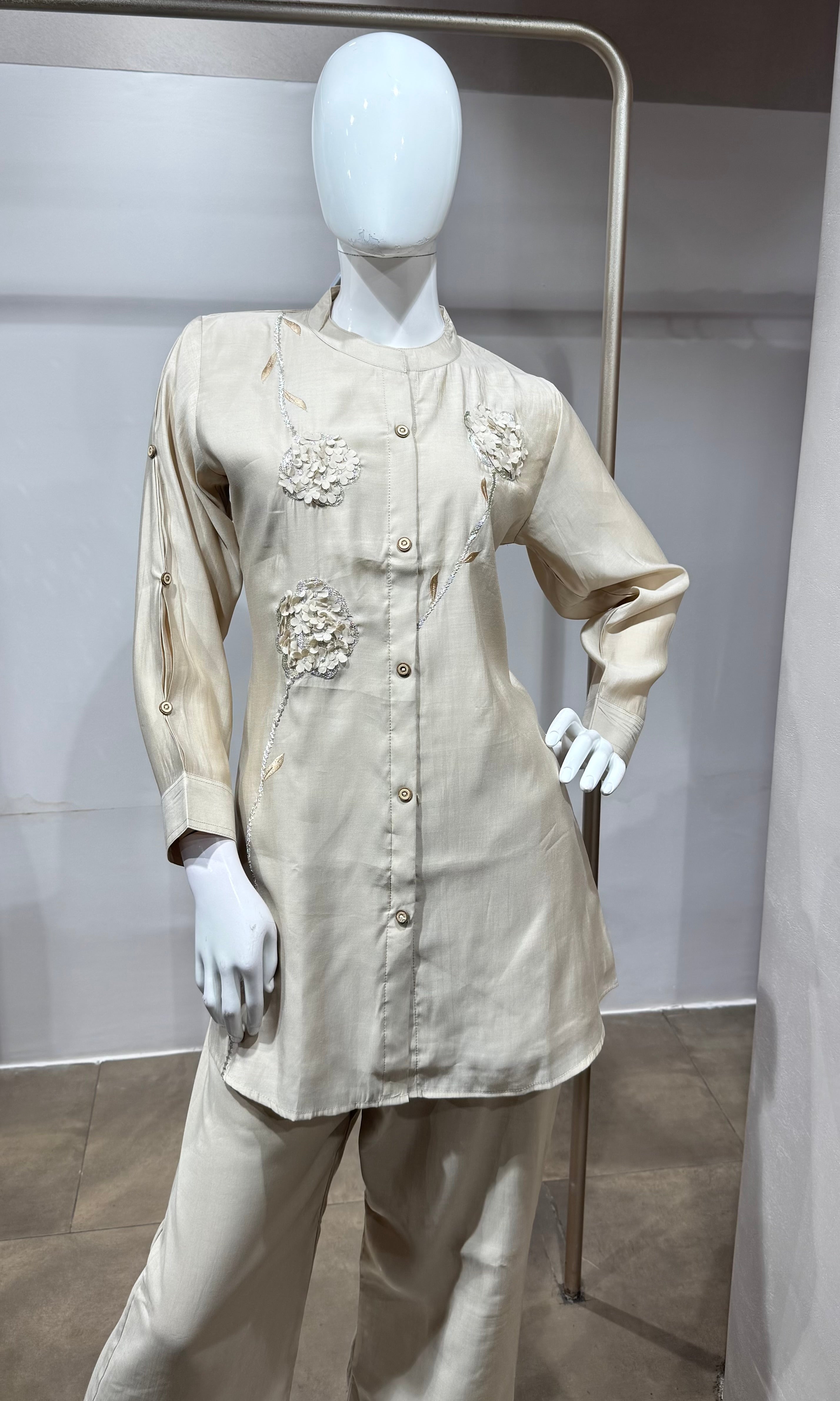 BEAGH Embroidered Linen Blend Cord Set