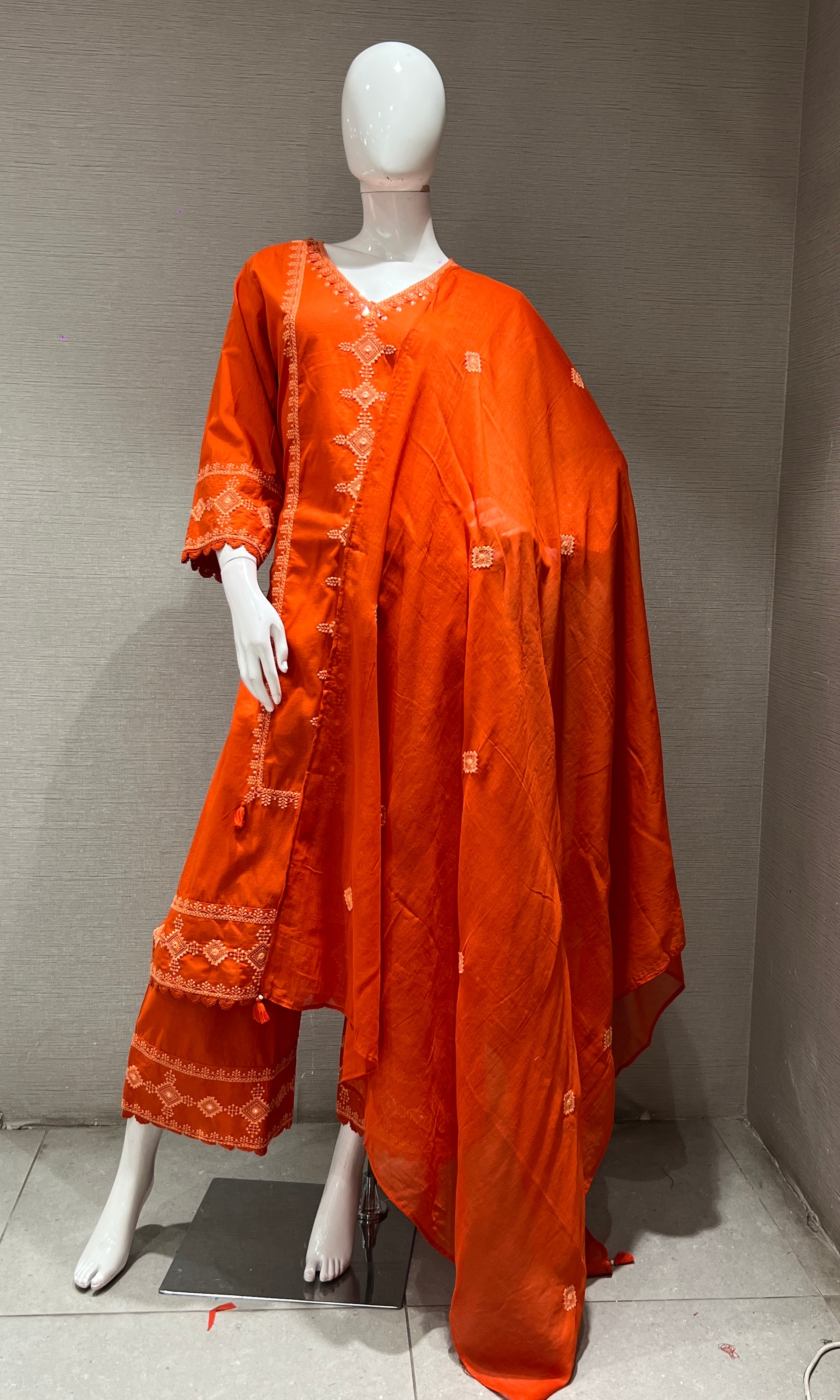 Orange kurta set with palazzo pants