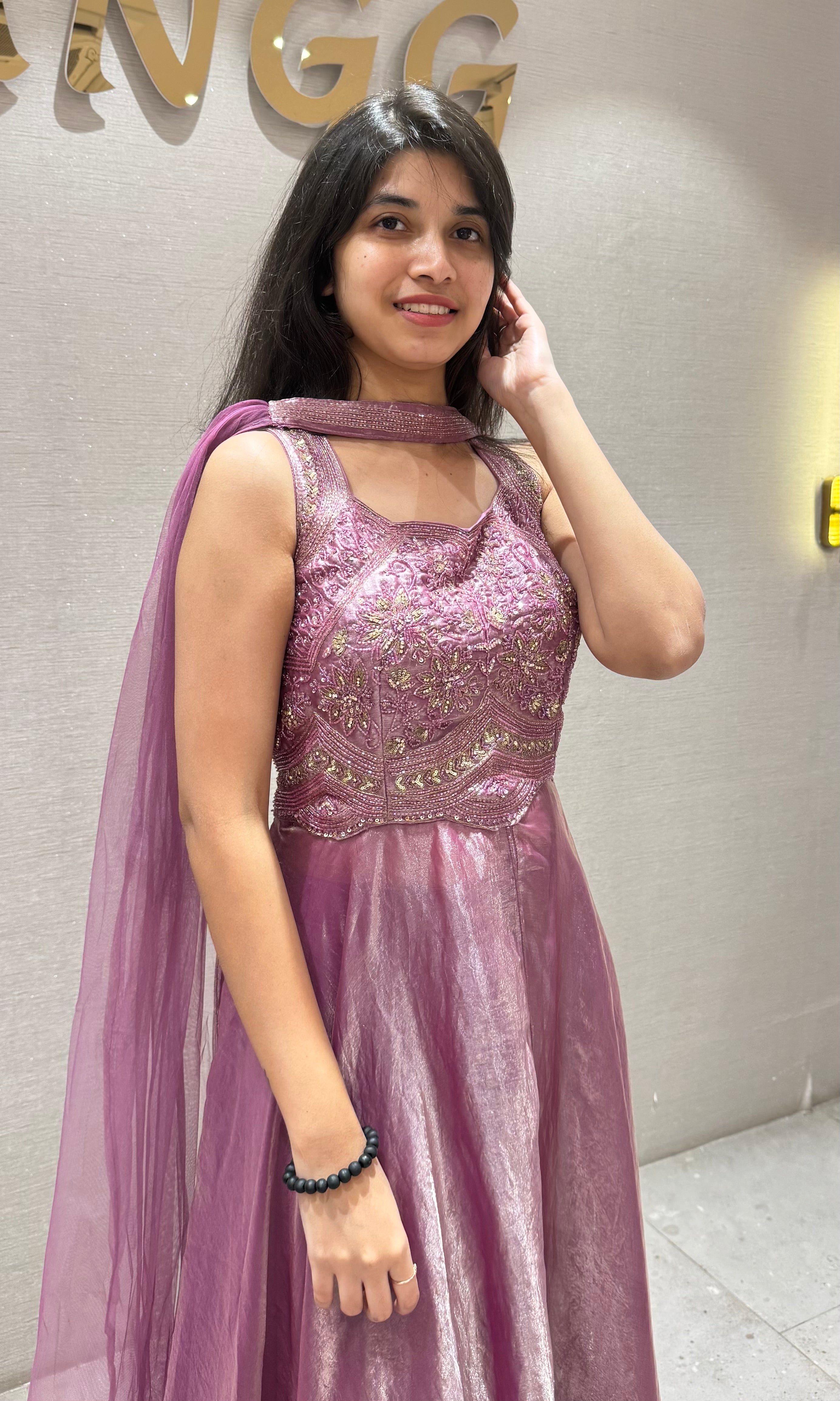 Onion pink LONG ANARKALI SET