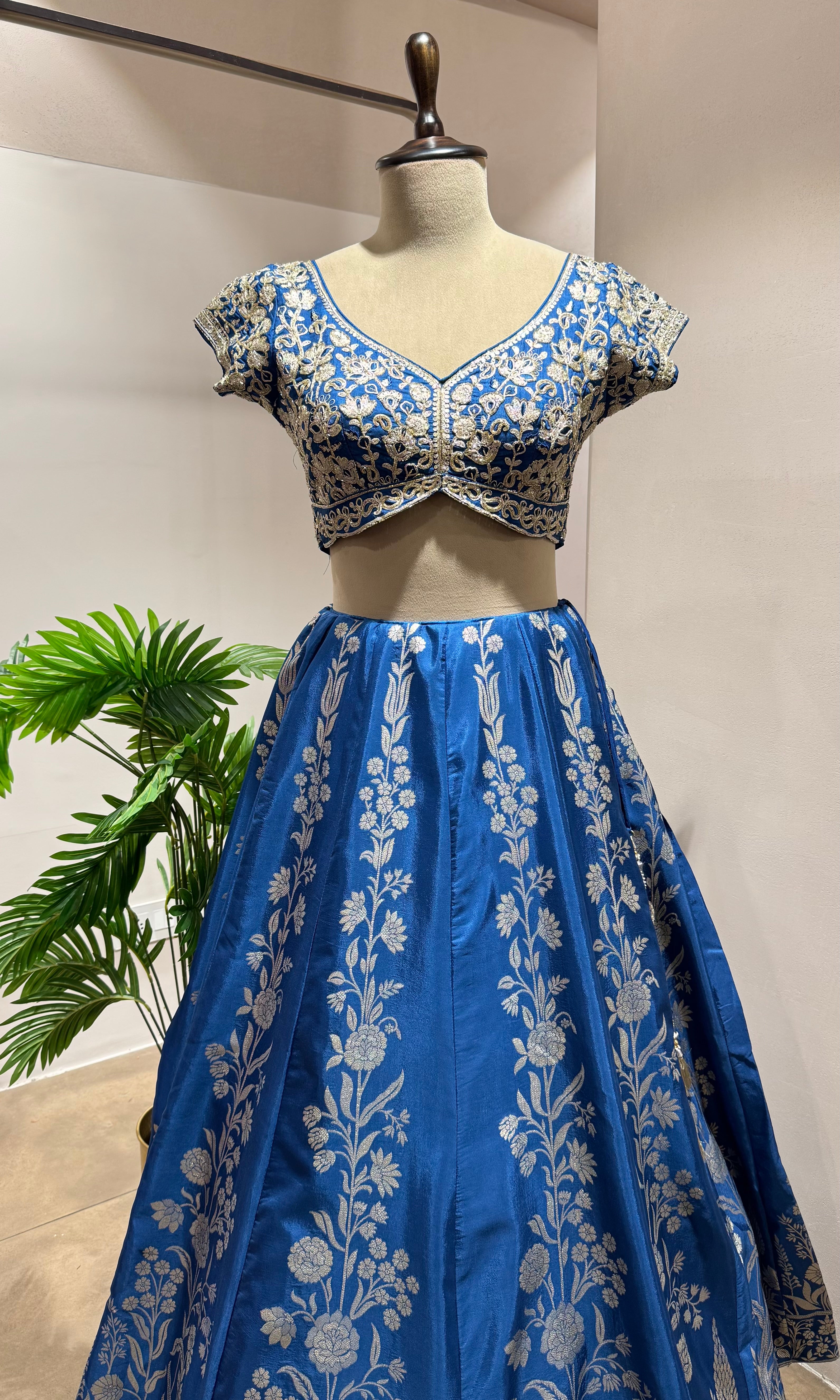 Blue Lehenga with Zari Embroidery