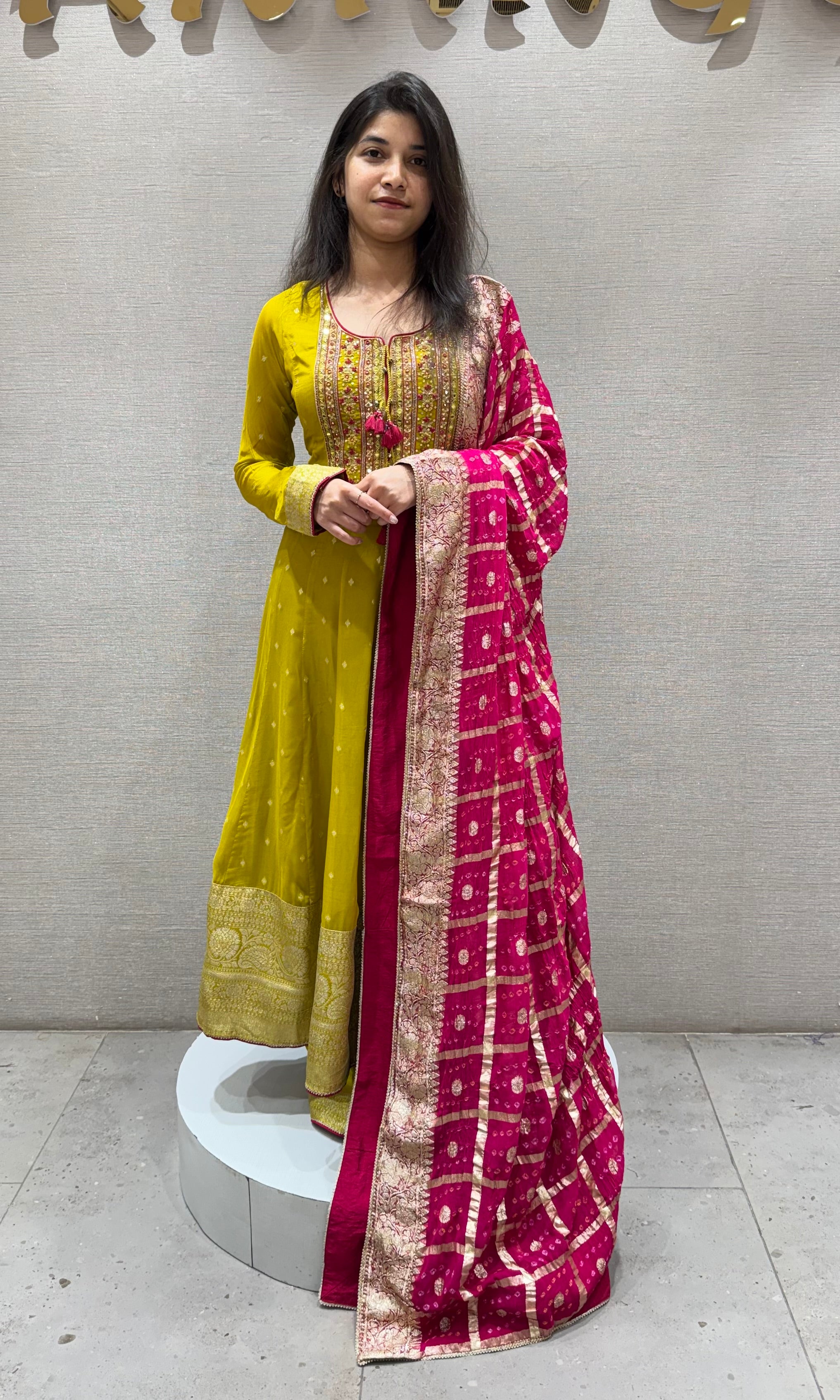 Mehandi green ANARKALI WITH PALAZZO PANTS