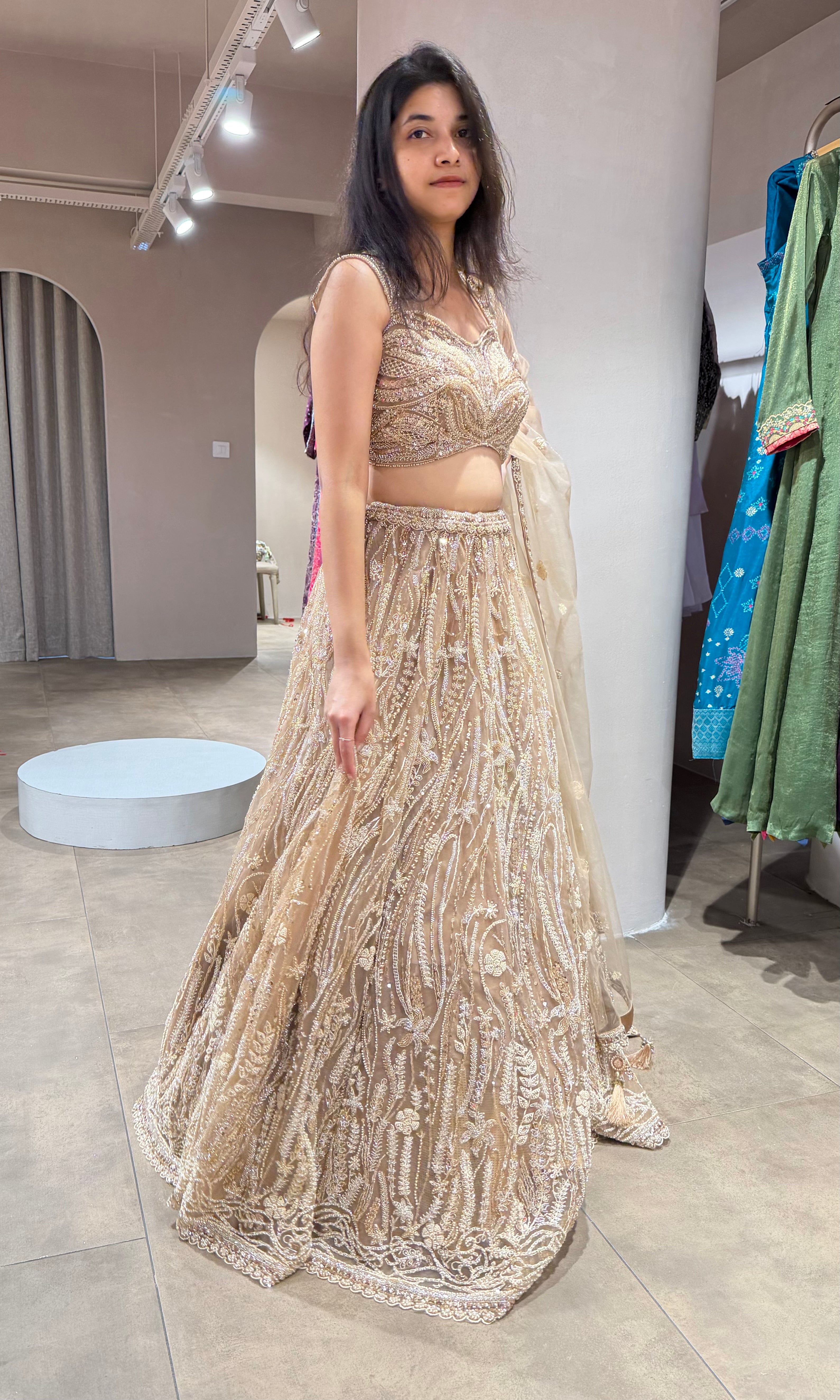 Gold EMBROIDERY Lehenga WITH BLOUSE